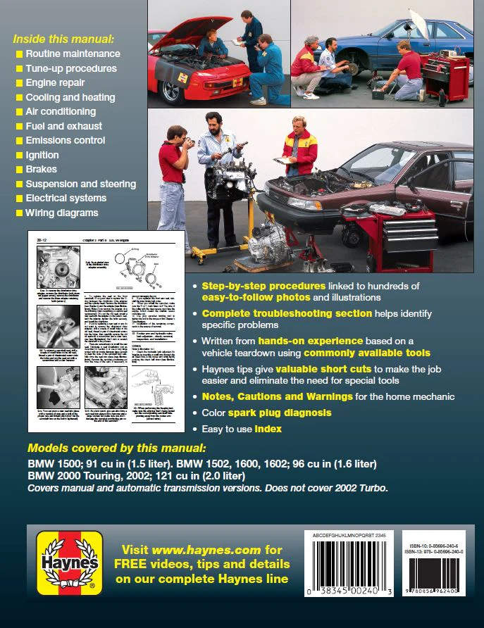 BMW 1500, 1502, 1600, 1602, 2000 & 2002 (1959-1977) Haynes Repair Manual - Image 2