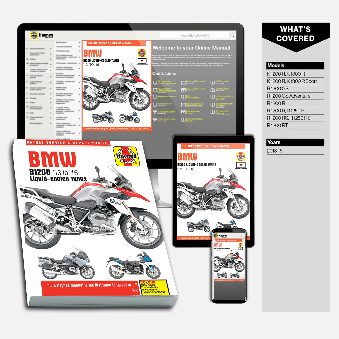 BMW R1200 dohc liquid-cooled Twins (2013-2016) Haynes Repair Manual