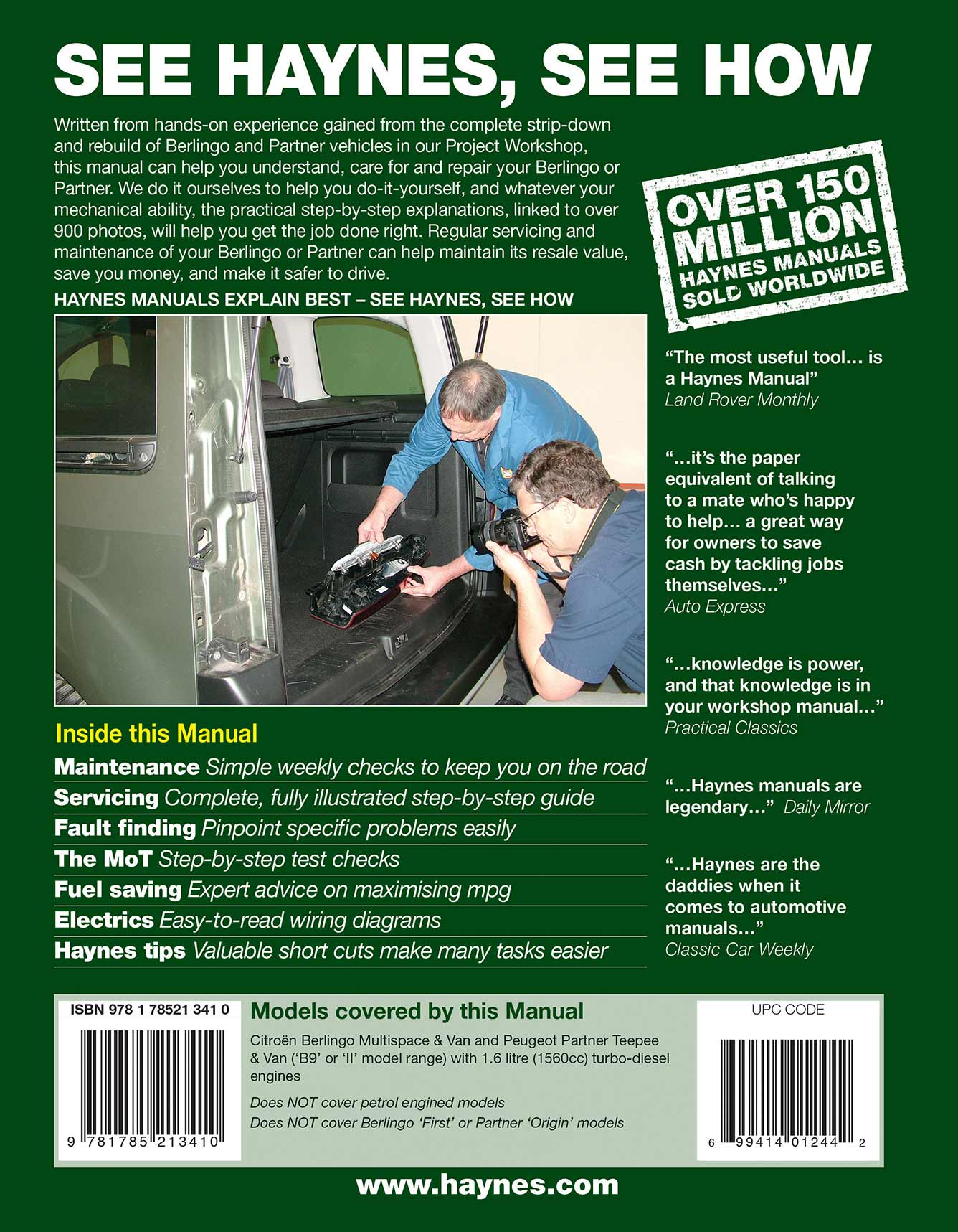 Citroen Berlingo & Peugeot Partner Diesel (June 2008-2016) 08 to 16 Haynes Repair Manual - Image 3