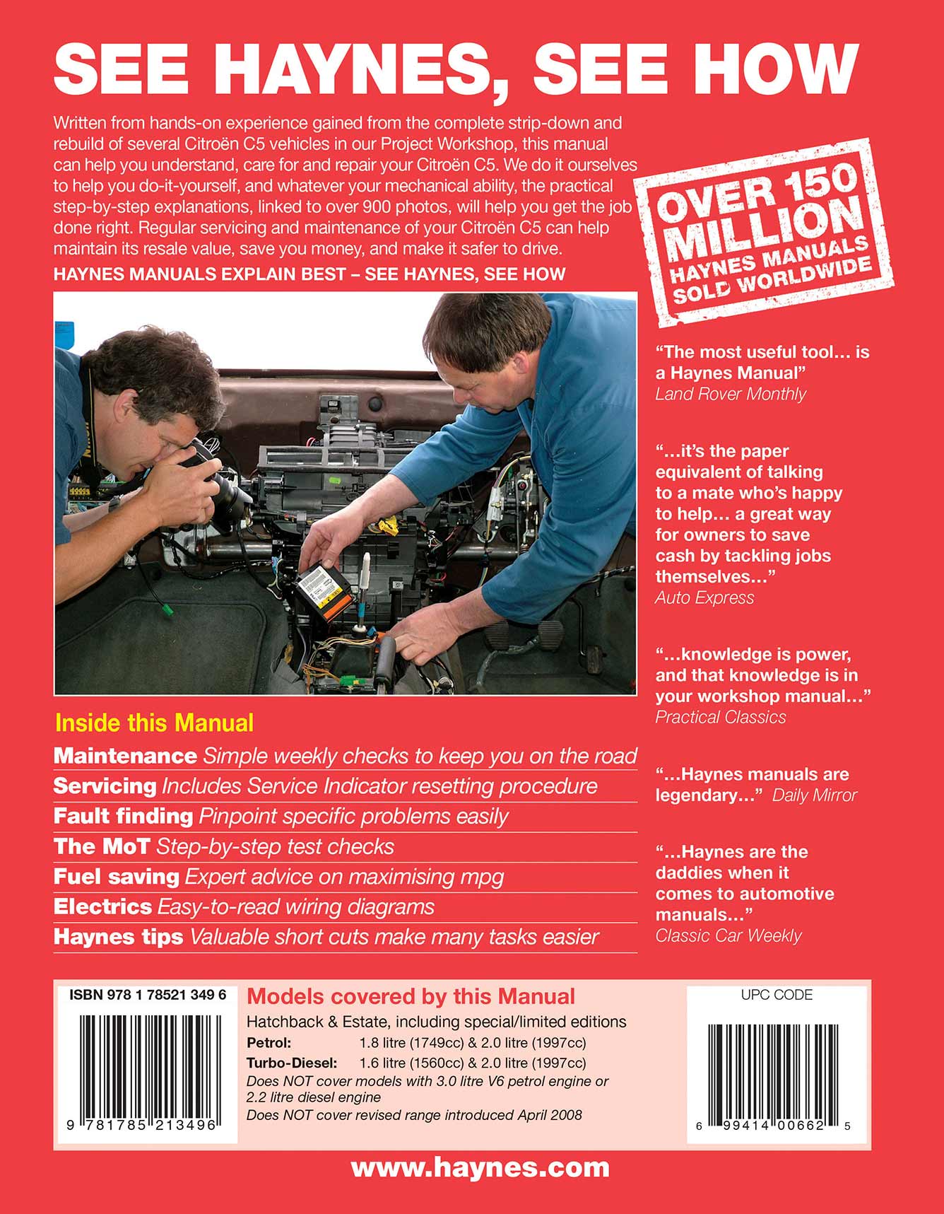 Citroen C5 Petrol & Diesel (2001-Mar 2008) Haynes Repair Manual - Image 3