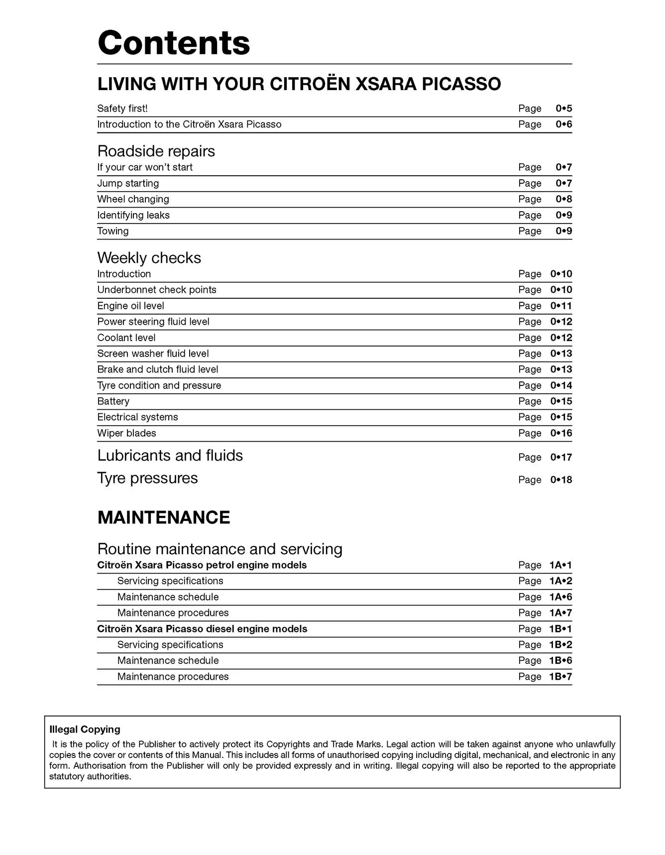 Citroen Xsara Picasso Petrol & Diesel (2000-2002) Haynes Repair Manual - Image 4