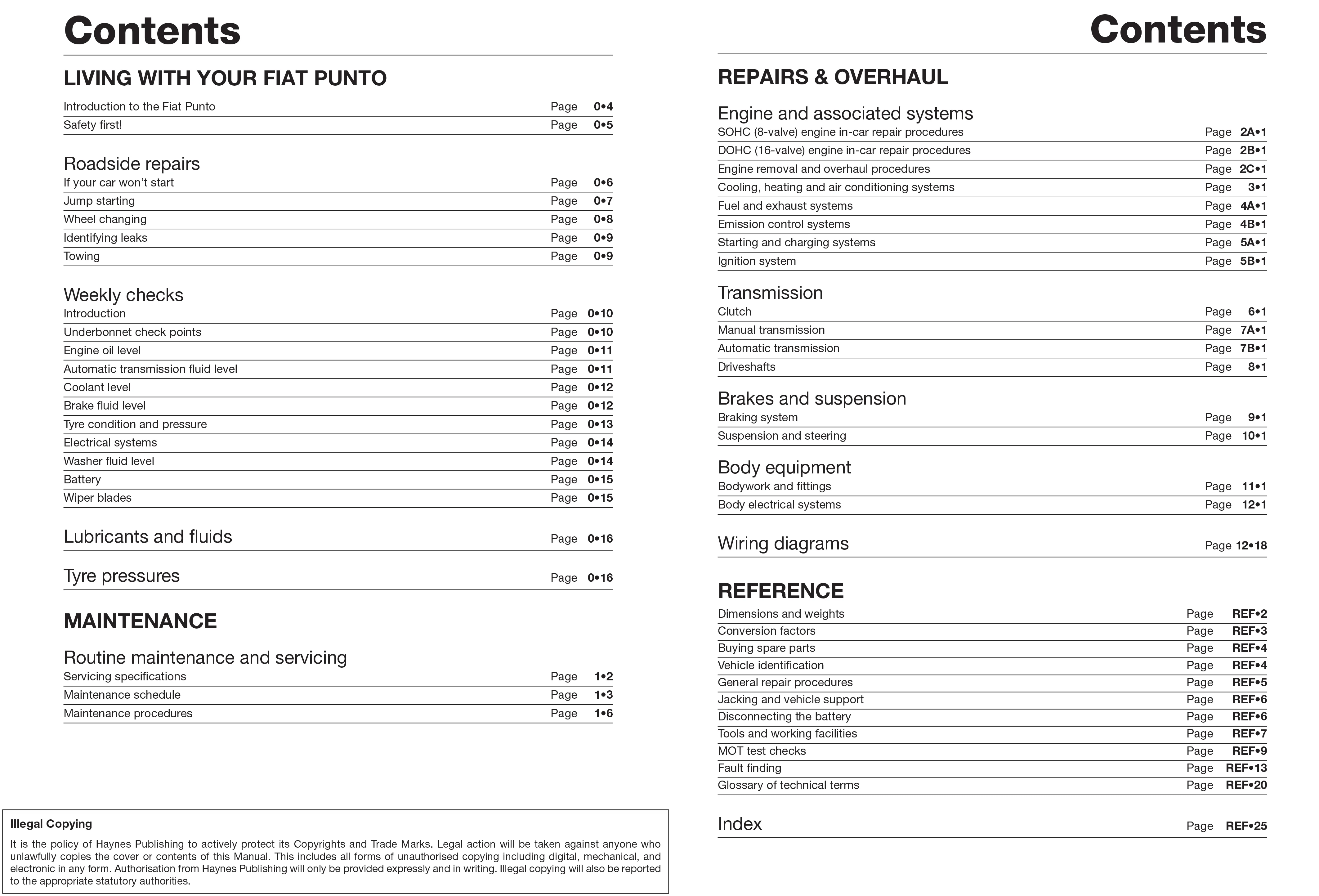 Fiat Punto petrol (Oct 99 - 07) Haynes Repair Manual - Image 3