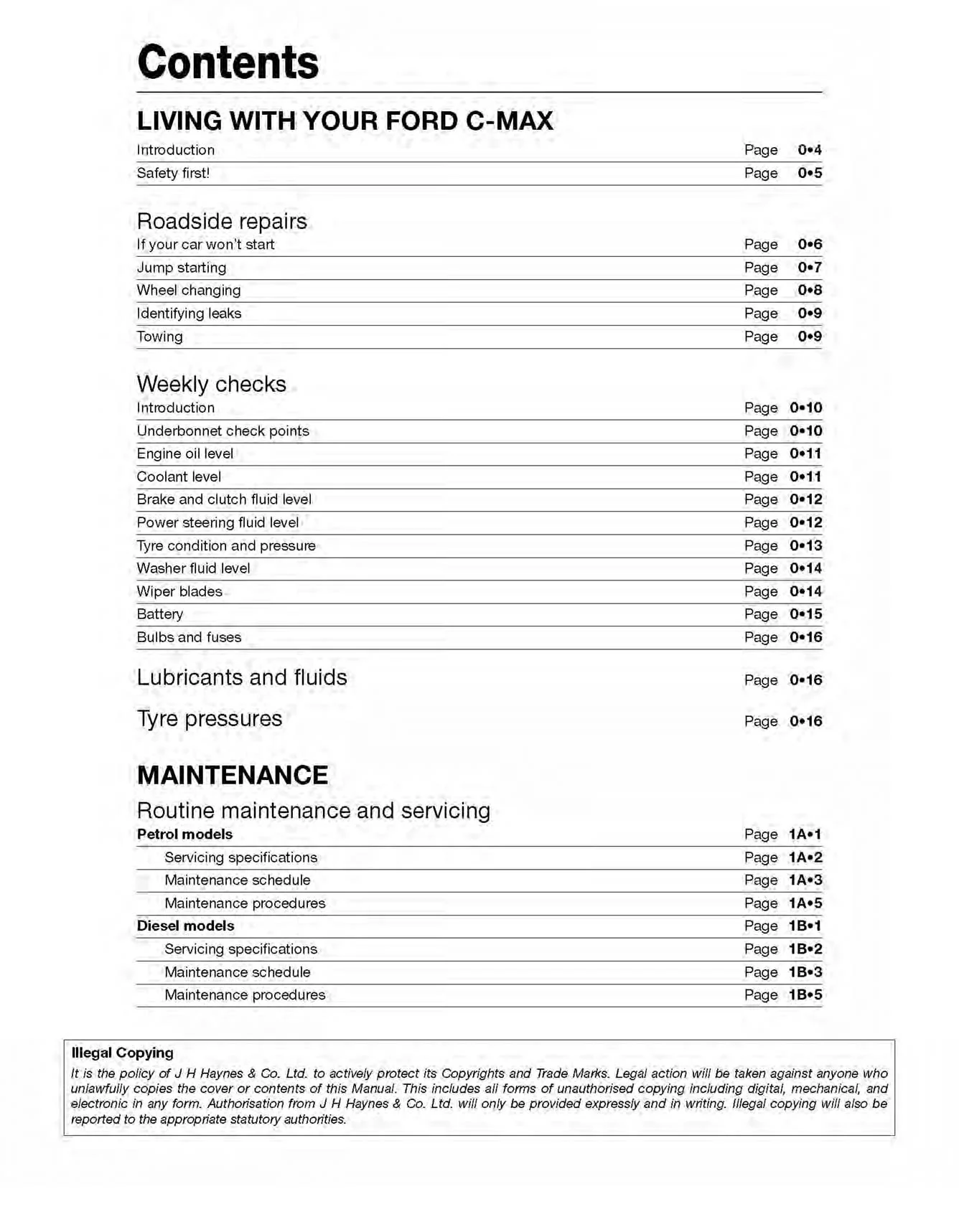 Ford C-Max Petrol & Diesel (2003-2010) Haynes Repair Manual - Image 4