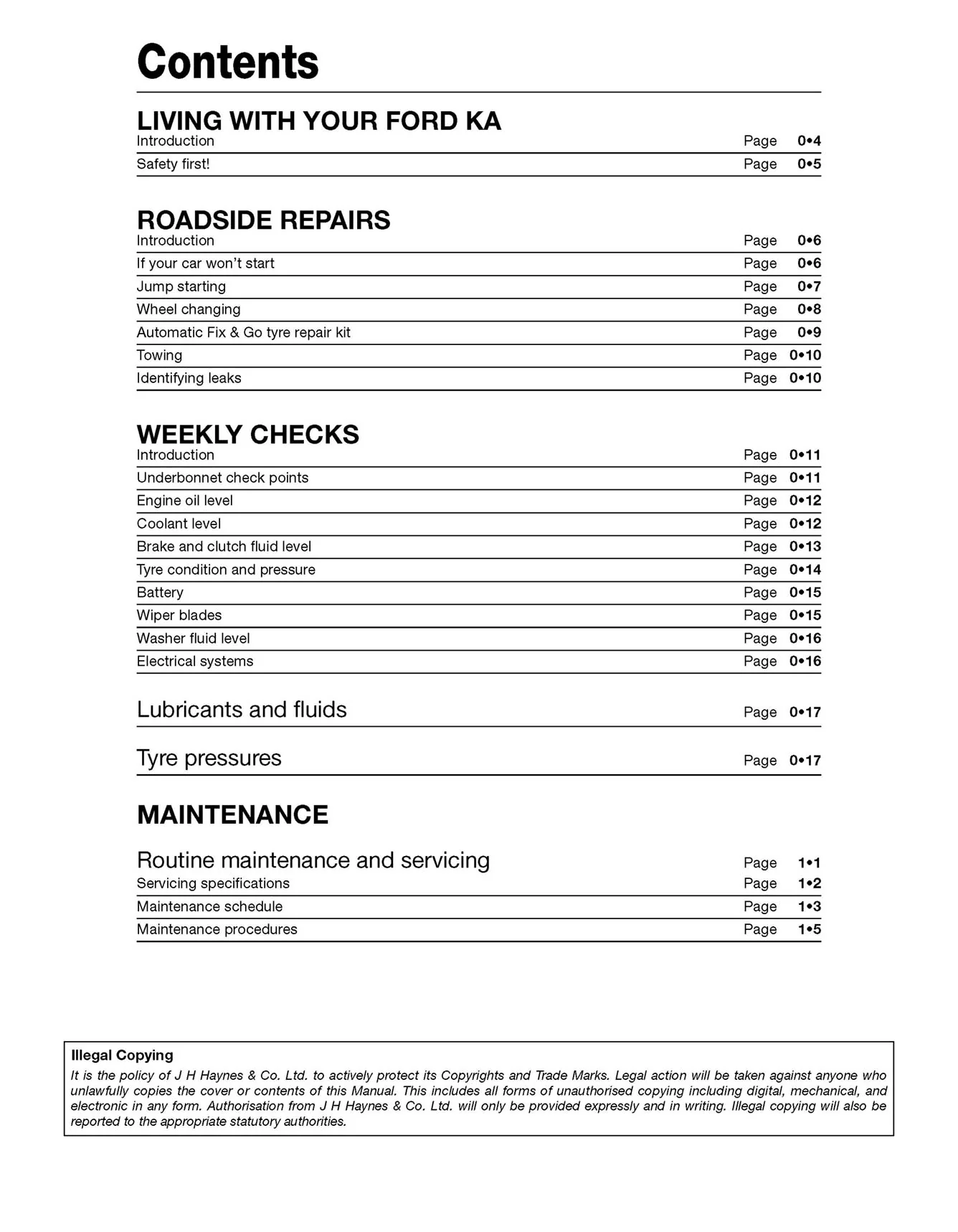 Ford Ka (2009-2016) Haynes Repair Manual - Image 4