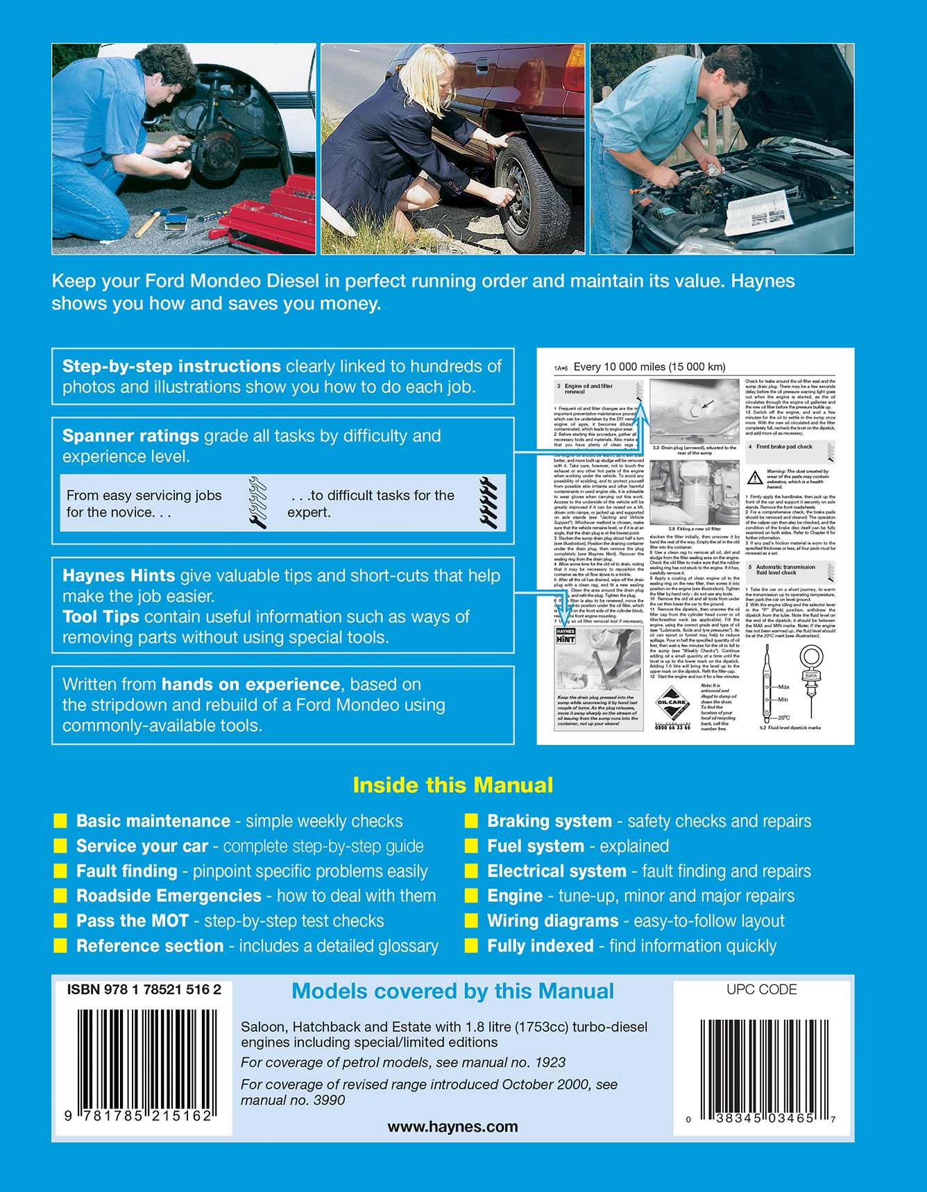 Ford Mondeo Diesel (1993-Sept 2000) Haynes Repair Manual - Image 2