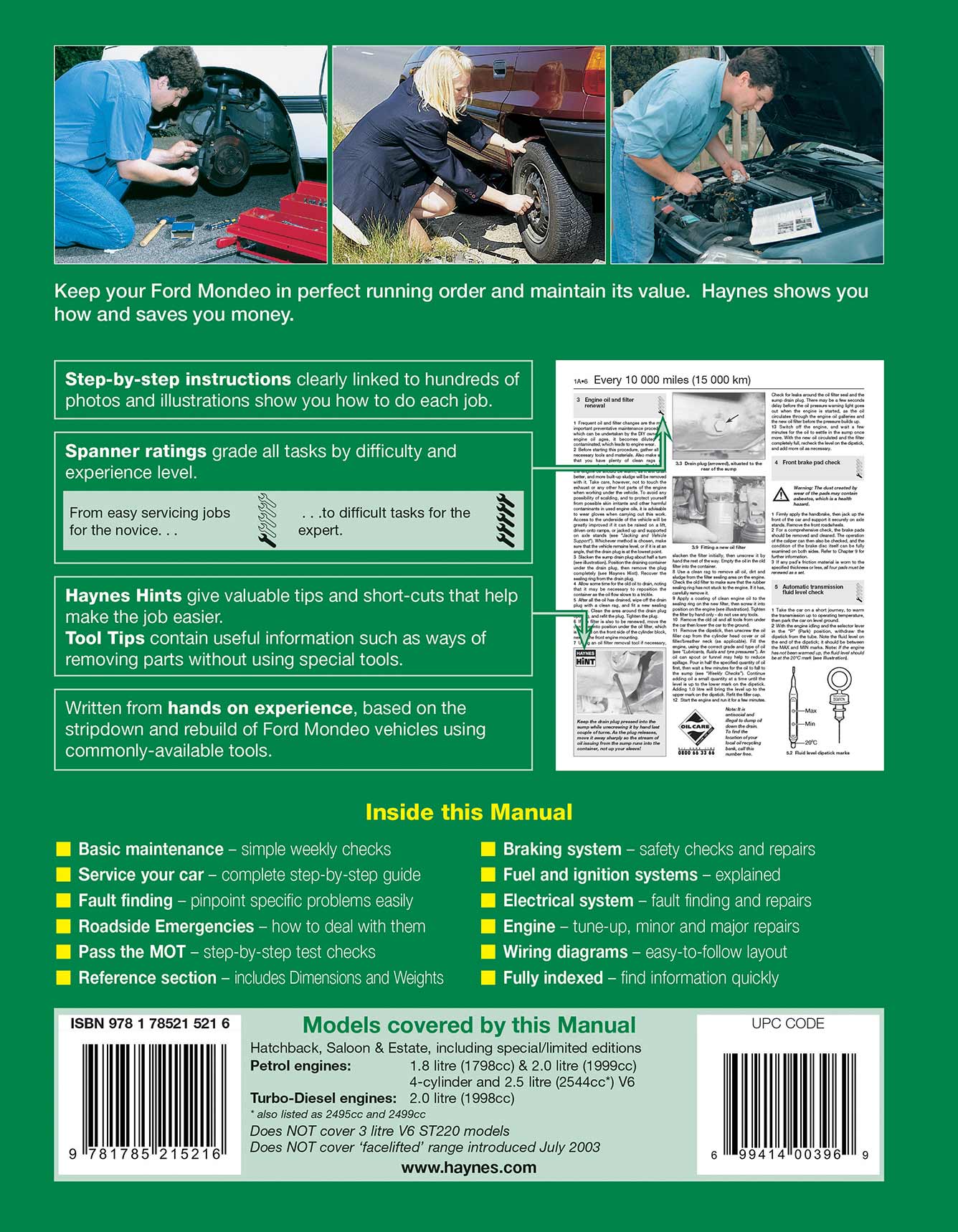 Ford Mondeo Petrol & Diesel (Oct 2000-Jul 2003) Haynes Repair Manual - Image 3