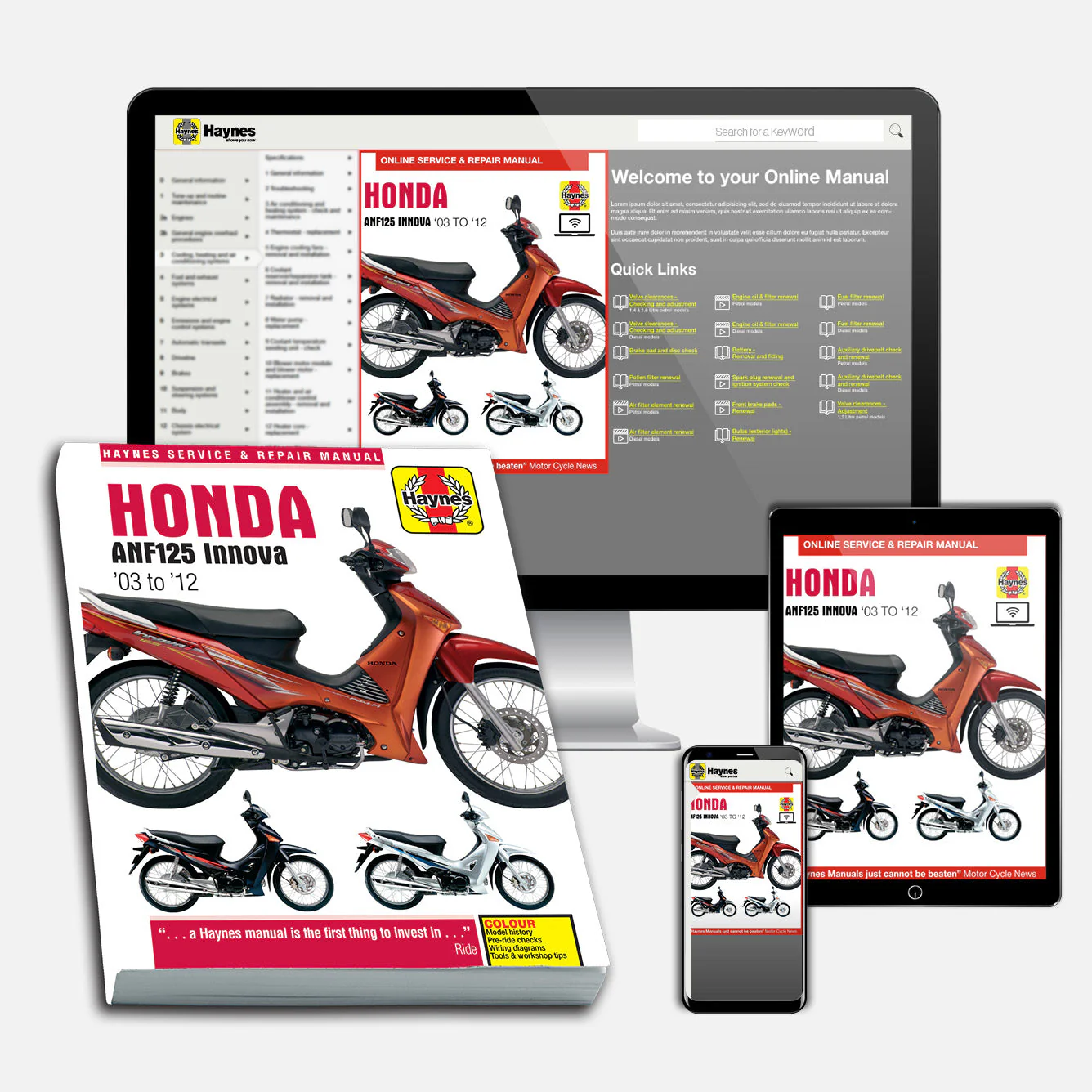Honda ANF125 Innova Scooter (2003-2012) Haynes Repair Manual