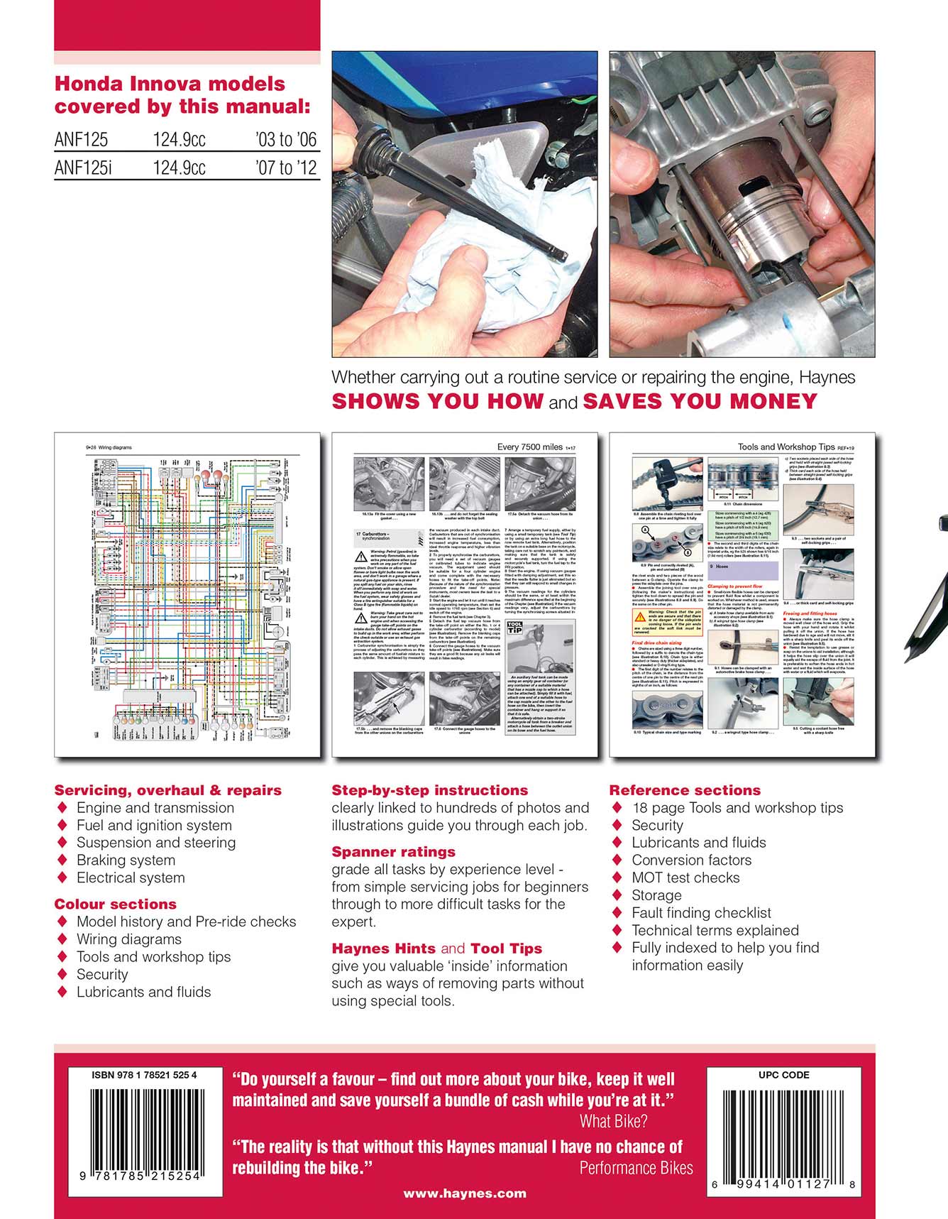 Honda ANF125 Innova Scooter (2003-2012) Haynes Repair Manual - Image 3