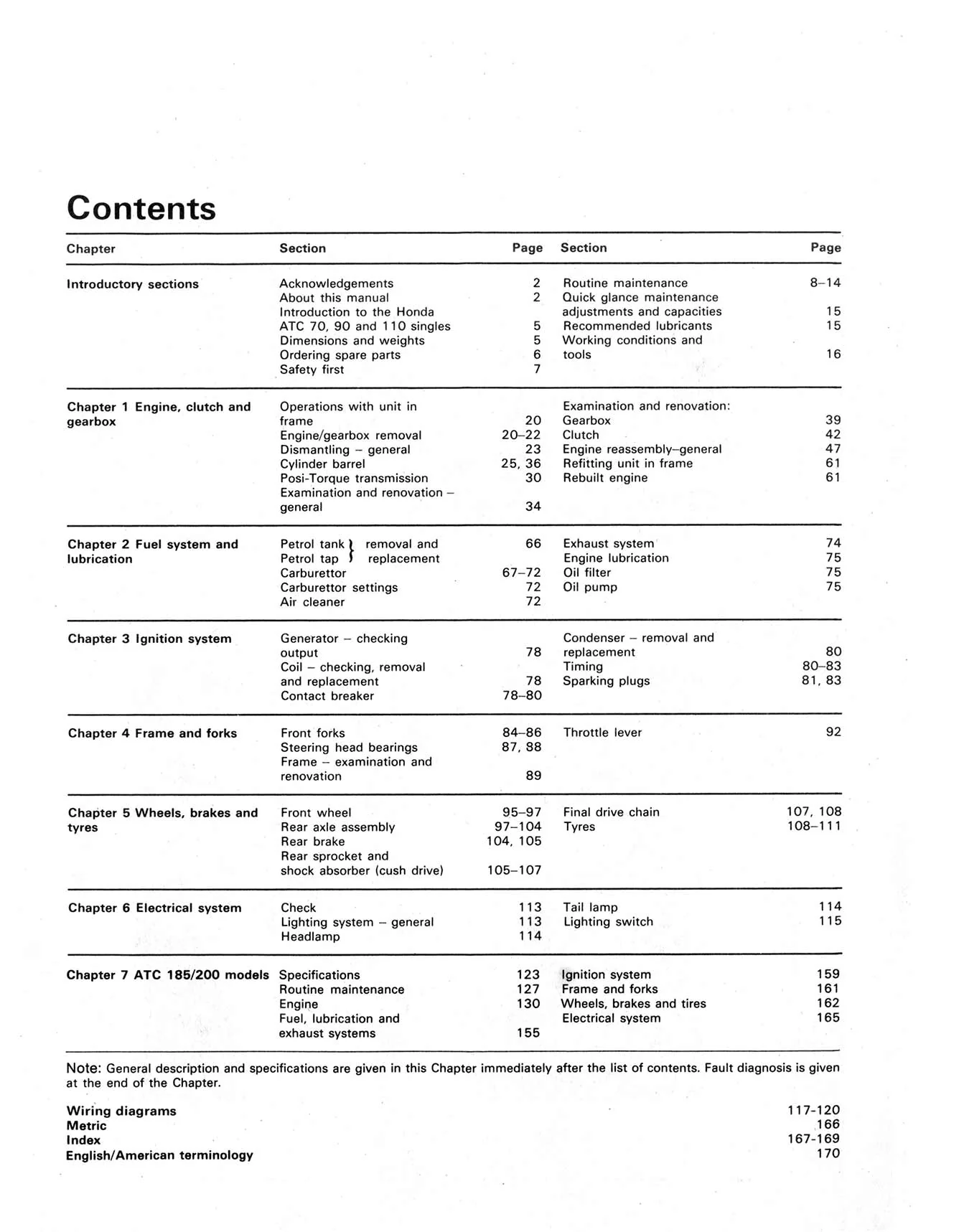 Honda ATC70, 90, 110, 185 & 200 (1971-1985) Haynes Repair Manual - Image 3