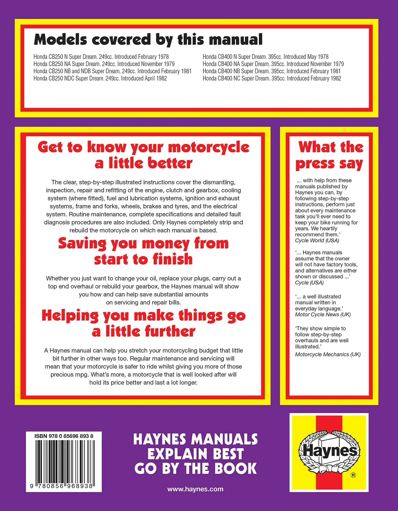 Honda CB250 & CB400N Super Dreams (1978-1984) Haynes Repair Manual - Image 2