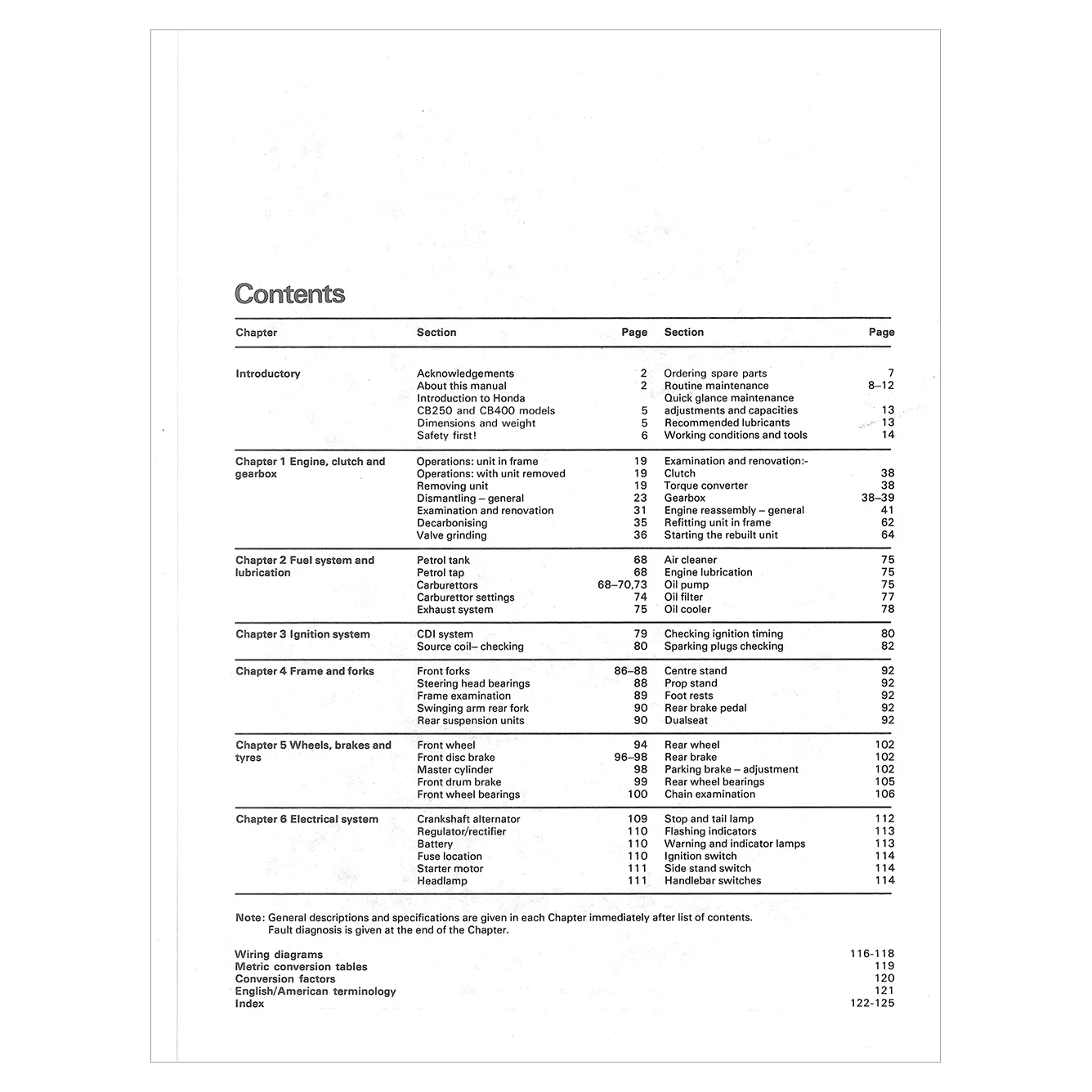 Honda CB250T, CB400T and CB400A Twins Haynes Repair Manual - Image 3