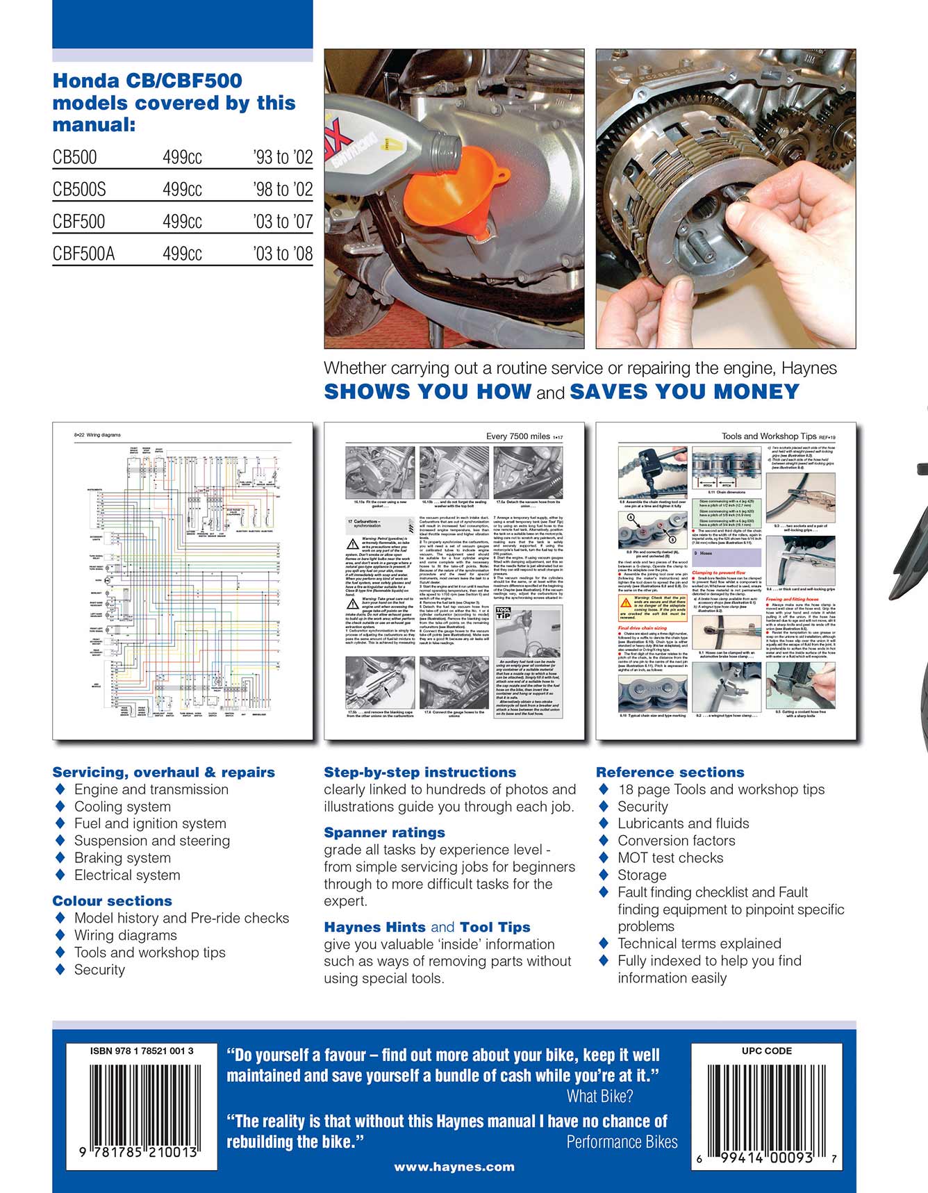 Honda CB500 (1993-2002) & CBF500 (2003-2008) Haynes Repair Manual - Image 2