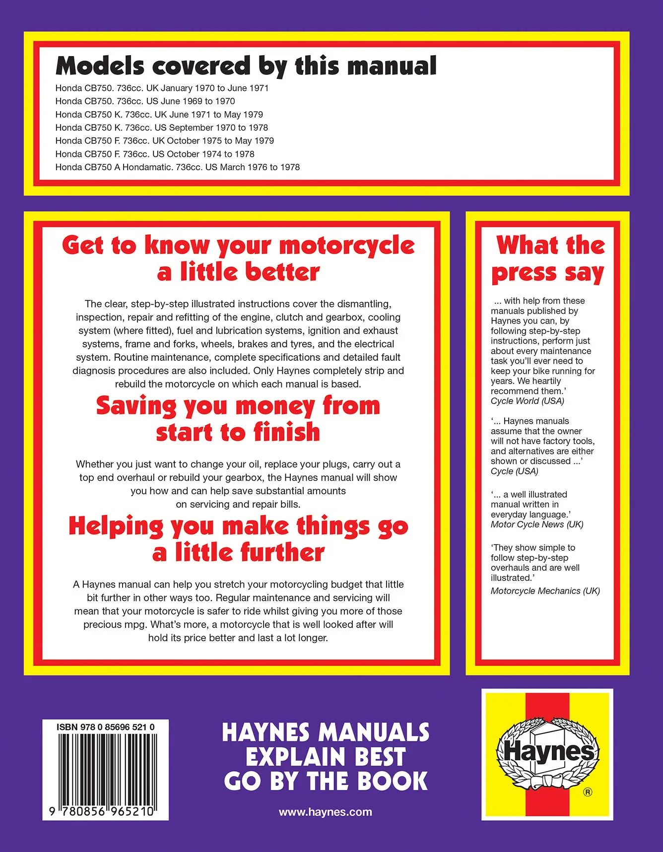 Honda CB750 sohc Four (1969-1979) Haynes Repair Manual - Image 2