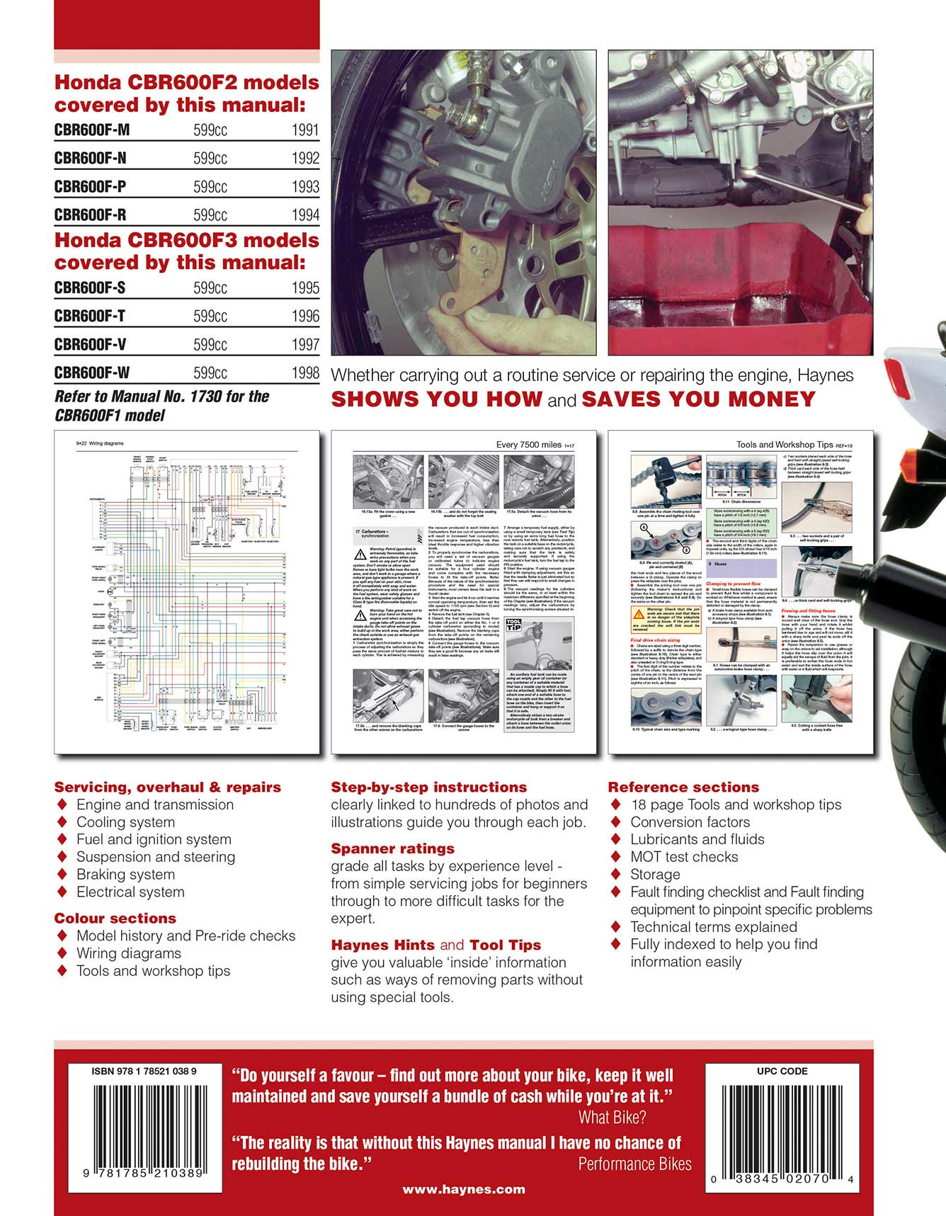 Honda CBR600F2 & F3 Fours (1991-1998) Haynes Repair Manual - Image 2
