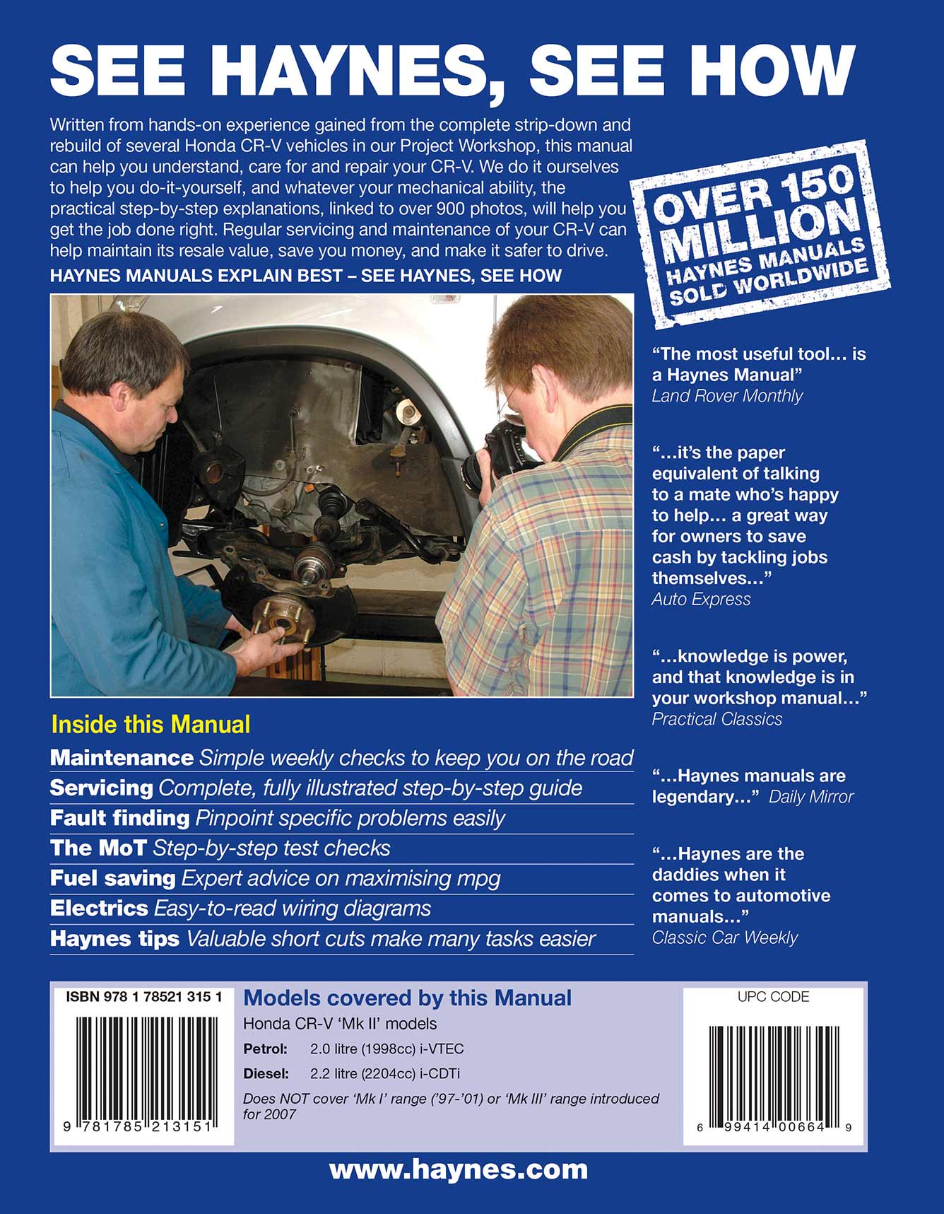 Honda CR-V Petrol & Diesel (2002-2006) Haynes Repair Manual - Image 2