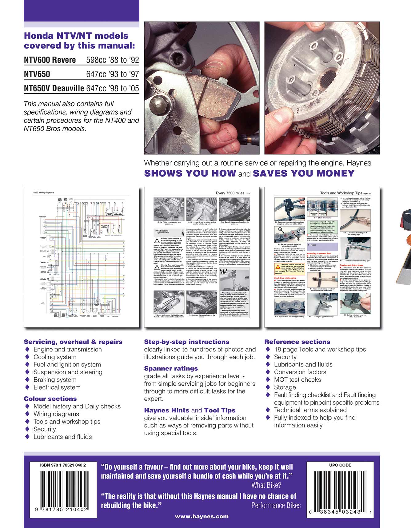 Honda NTV600 Revere, NTV650 & NT650V Deauville (1988-2005) Haynes Repair Manual - Image 2