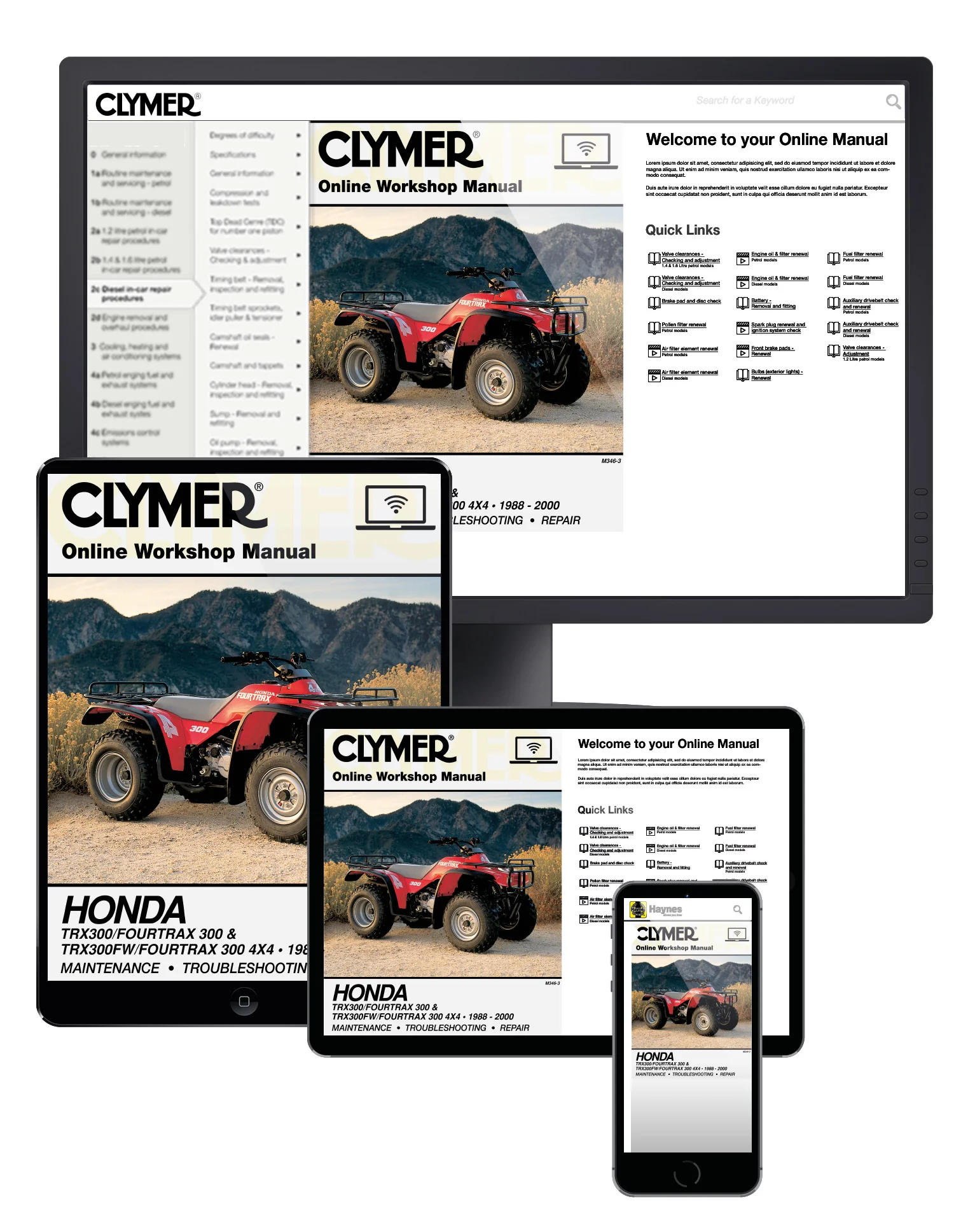 Honda TRX300/Fourtrax 300 & TRX300FW/Fourtrax 300 4x4 (1988-2000) Clymer Repair Manual - Image 2