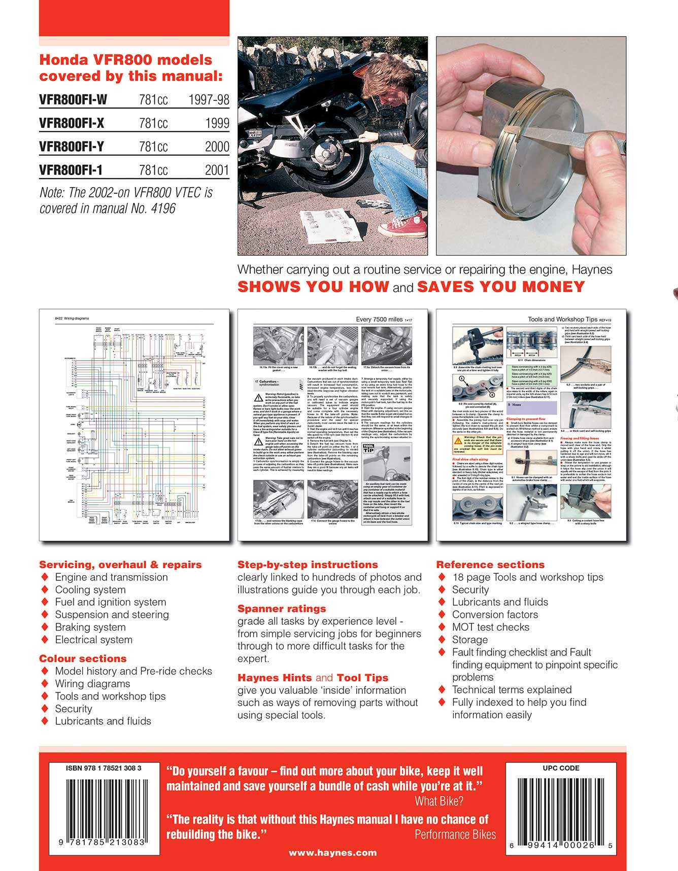 Honda VFR800 V-Fours (1997-2001) Haynes Repair Manual - Image 2