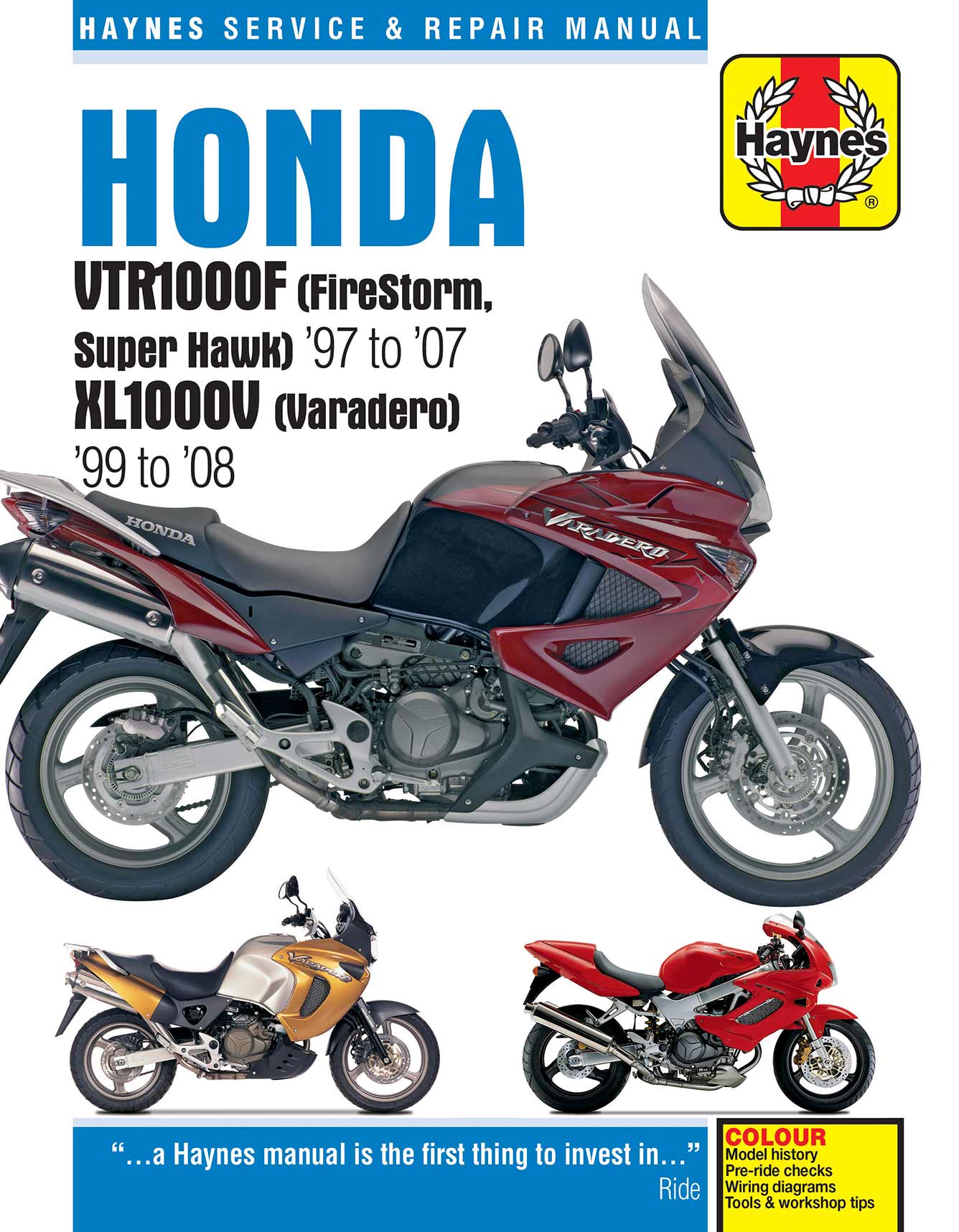 Honda VTR1000F (FireStorm, Super Hawk) (1997-2007) & XL1000V (Varadero) (1999-2008) Haynes Repair Manual