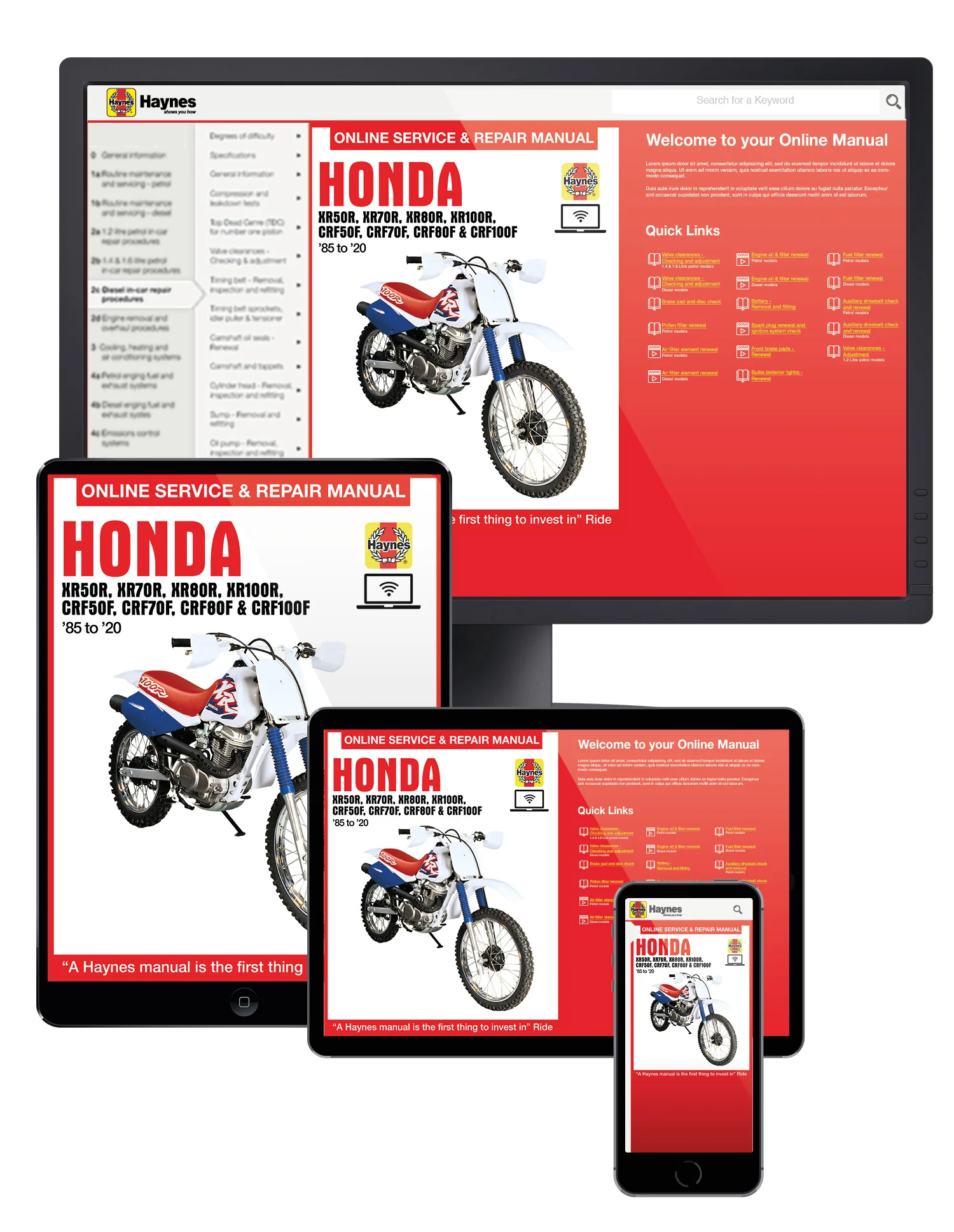 Honda XR50/70/80/100R & CRF50/70/80/100F (1985-2020) Haynes Repair Manual - Image 6