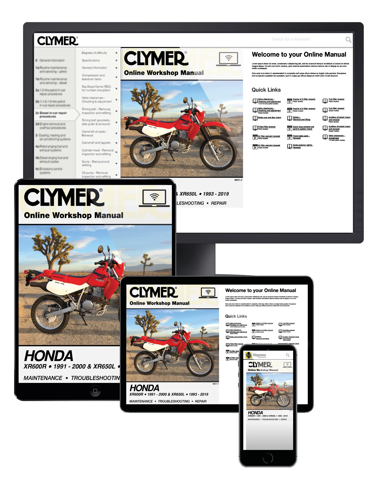 Honda XR600R (1991-2000) XR650L (1993-2019) Service and Repair Manual - Image 2