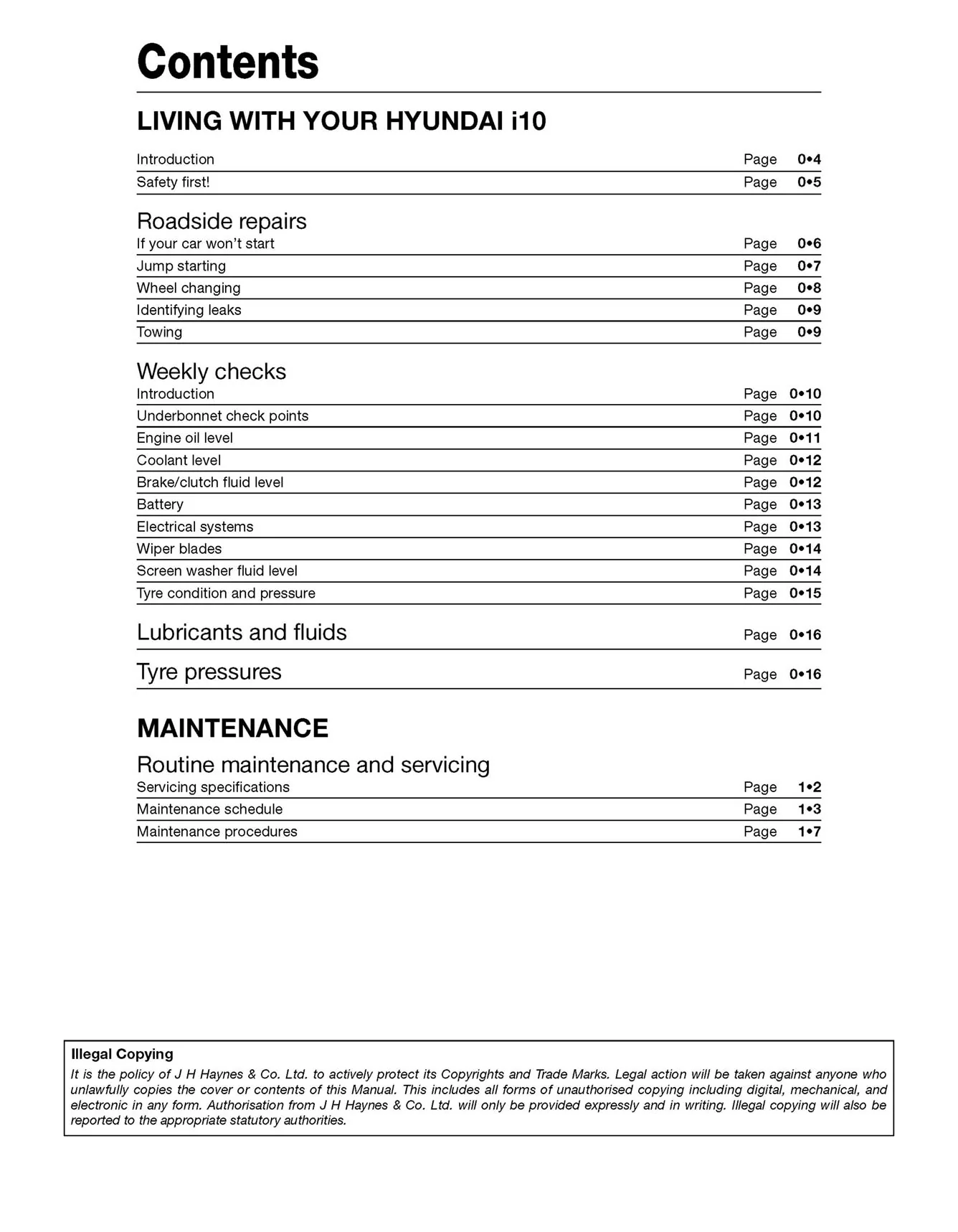 Hyundai i10 (2008-2013) 58 to 63 Petrol Haynes Repair Manual - Image 4