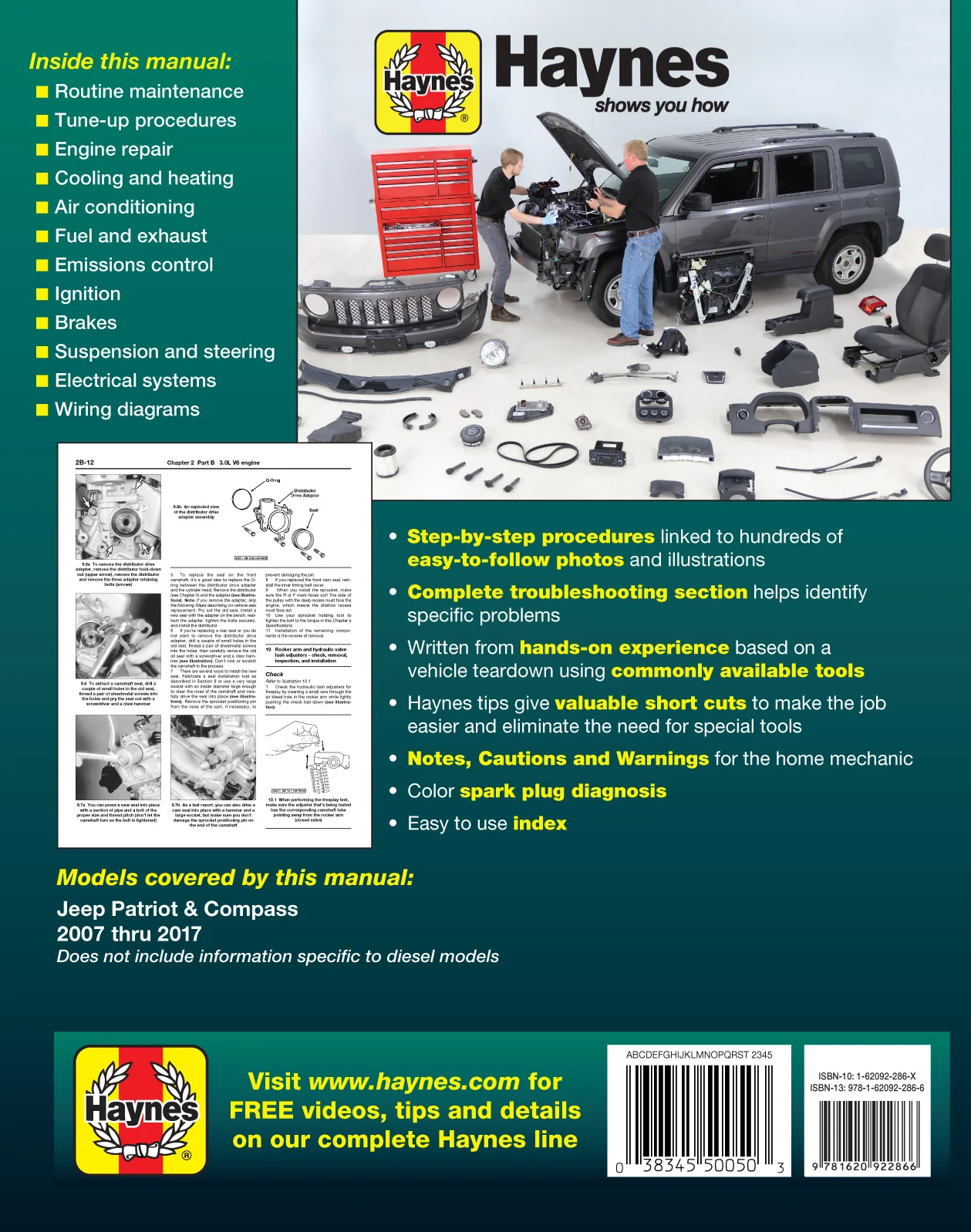 Jeep Patriot & Compass (2007-2017) Haynes Repair Manual - Image 2