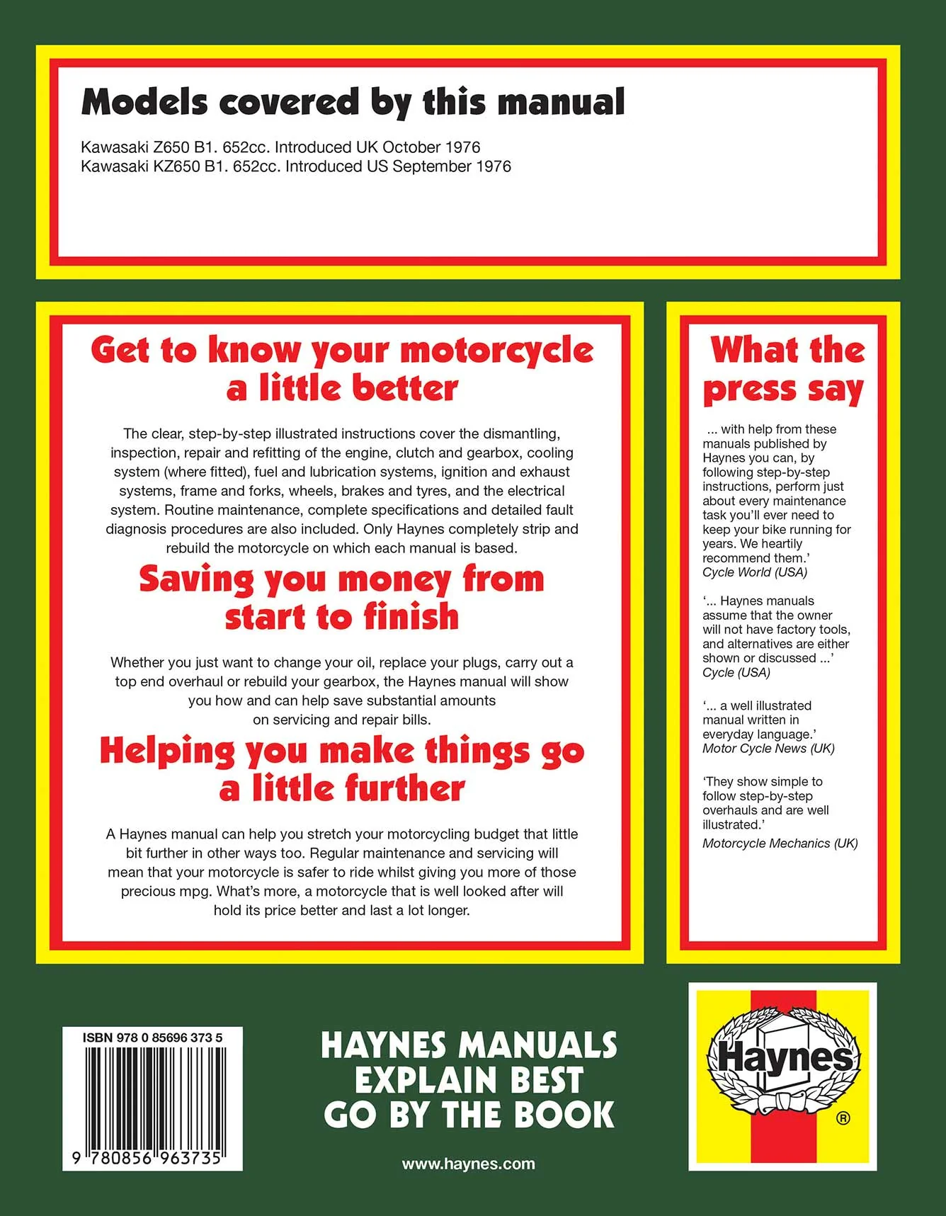 Kawasaki 650 Four (1976-1978) Haynes Repair Manual - Image 2