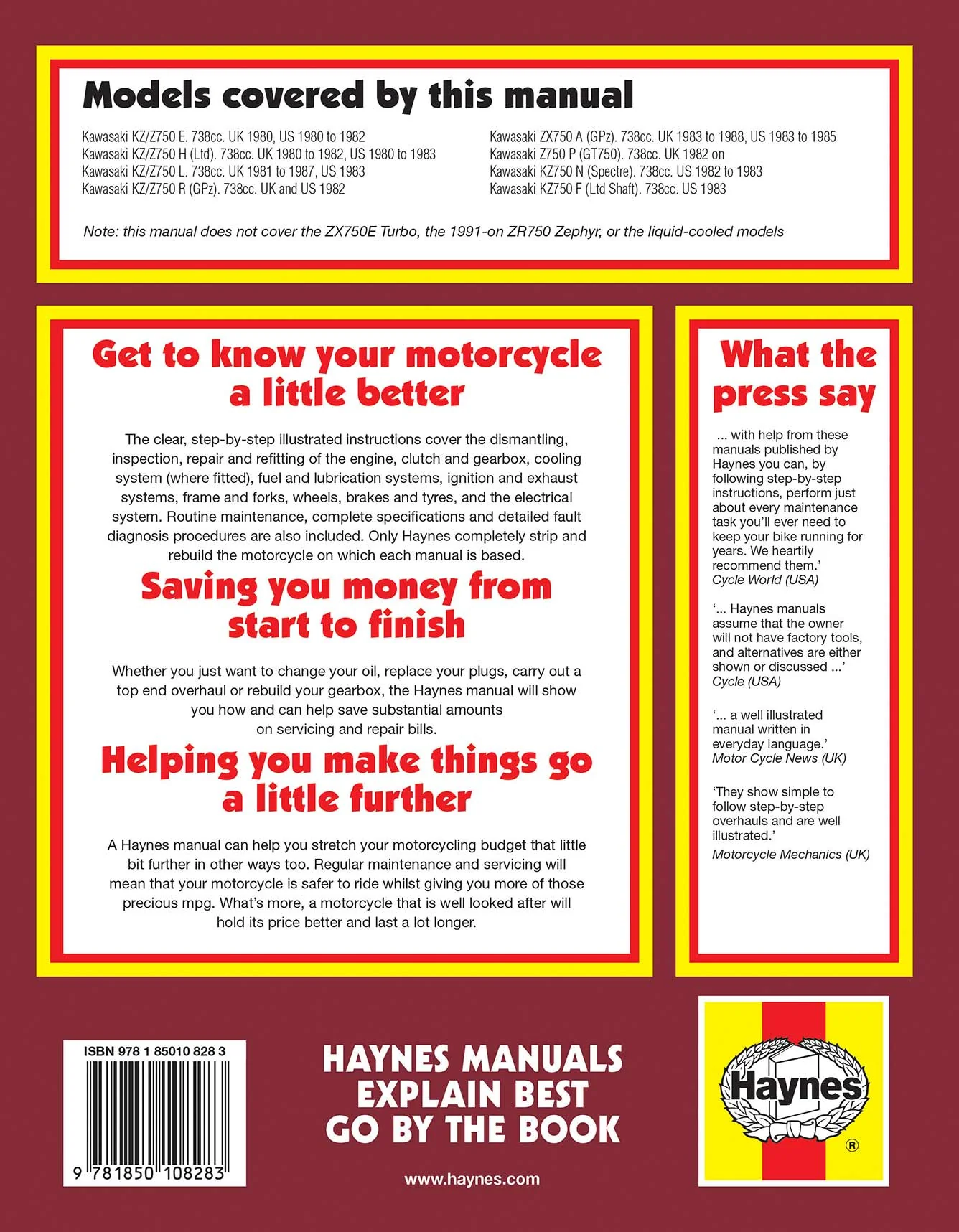 Kawasaki 750 Air-cooled Fours (1980-1991) Haynes Repair Manual - Image 2