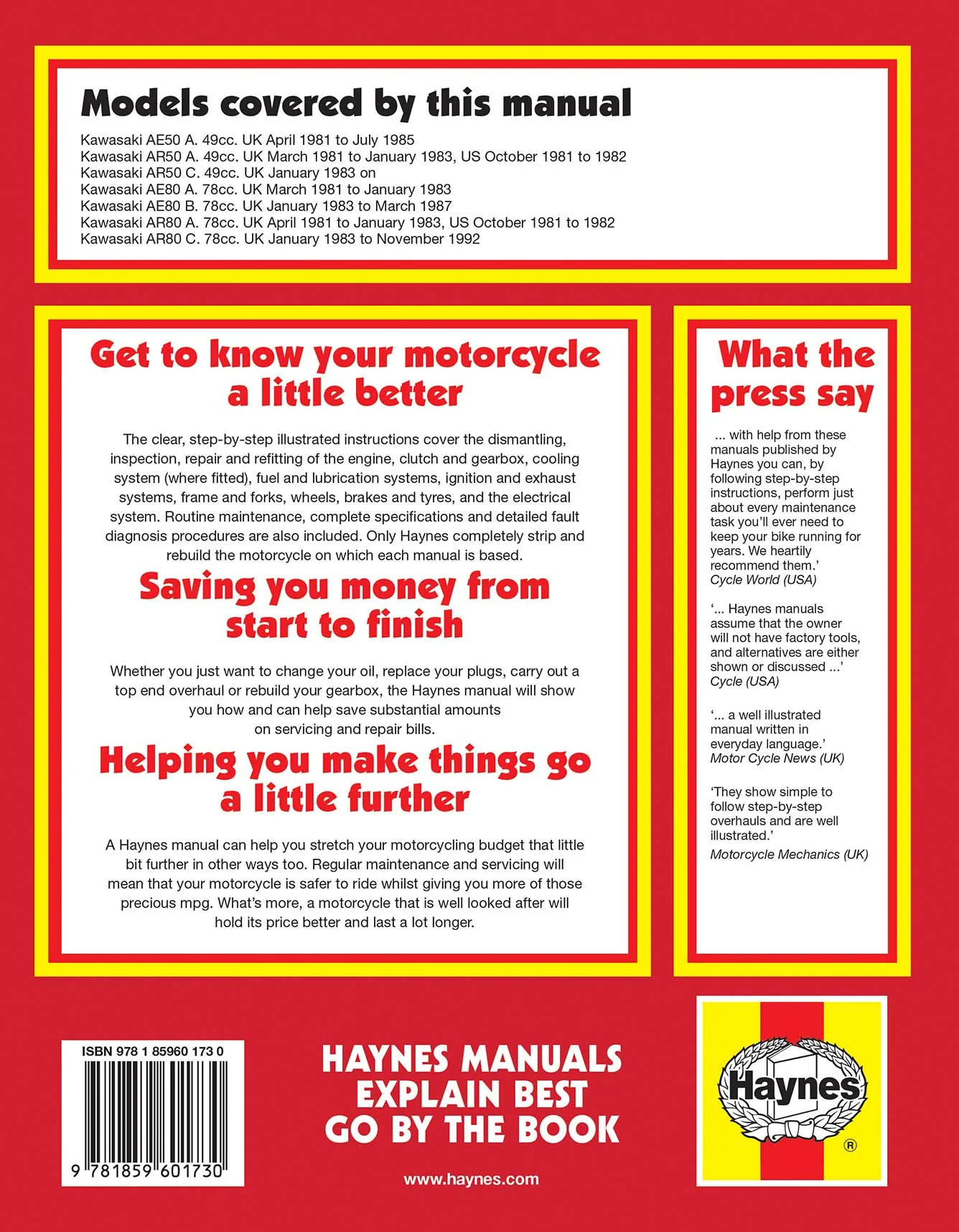 Kawasaki AE/AR 50 & 80 (1981-1995) Haynes Repair Manual - Image 2