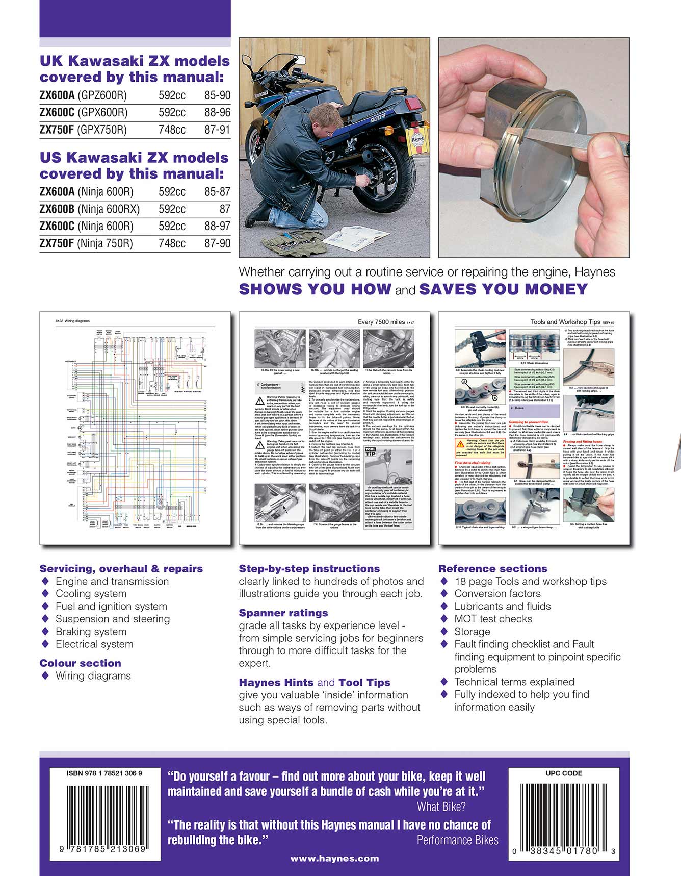 Kawasaki ZX600 (GPZ600R, GPX600R, Ninja 600R & RX) & ZX750 (GPX750R, Ninja 750R) Fours (1985-1997) Haynes Repair Manual - Image 2