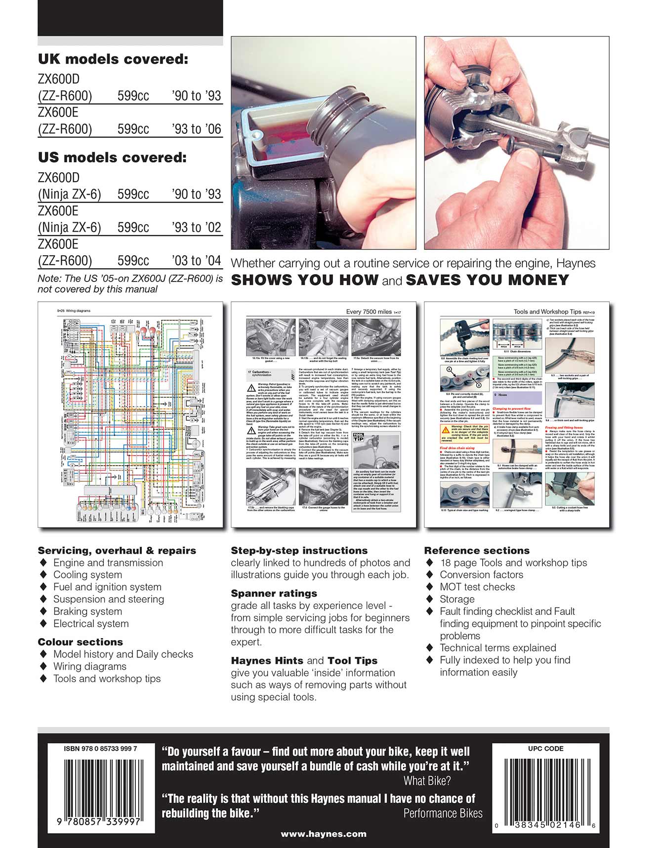 Kawasaki ZX600 (ZZ-R600 & Ninja ZX6) (1990-2006) Haynes Repair Manual - Image 2