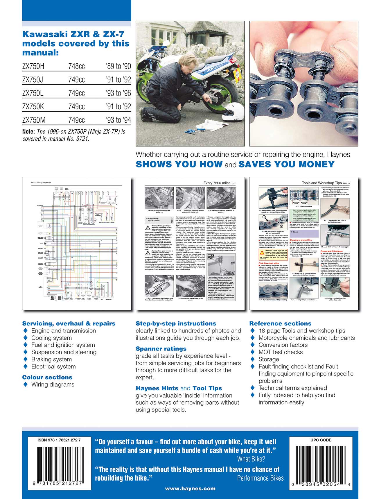 Kawasaki ZX750 (Ninja ZX-7 & ZXR750) Fours (1989-1996) Haynes Repair Manual - Image 2