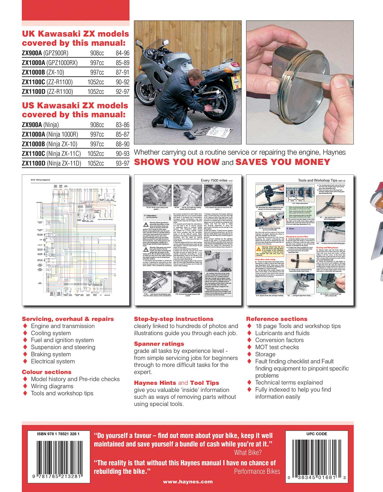 Kawasaki ZX900, 1000 & 1100 Liquid-cooled Fours (1983-1997) Haynes Repair Manual - Image 2