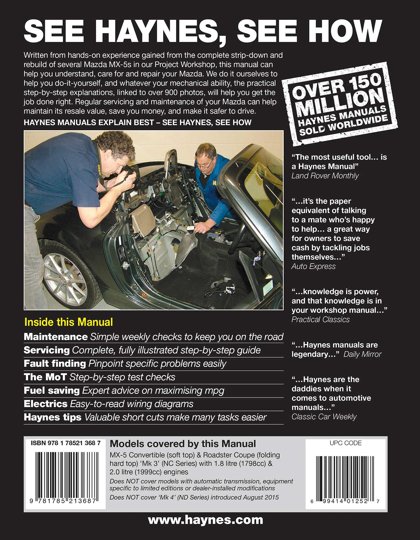 Mazda MX-5 (Oct 2005-July 2015) 55 to 15 Haynes Repair Manual - Image 3