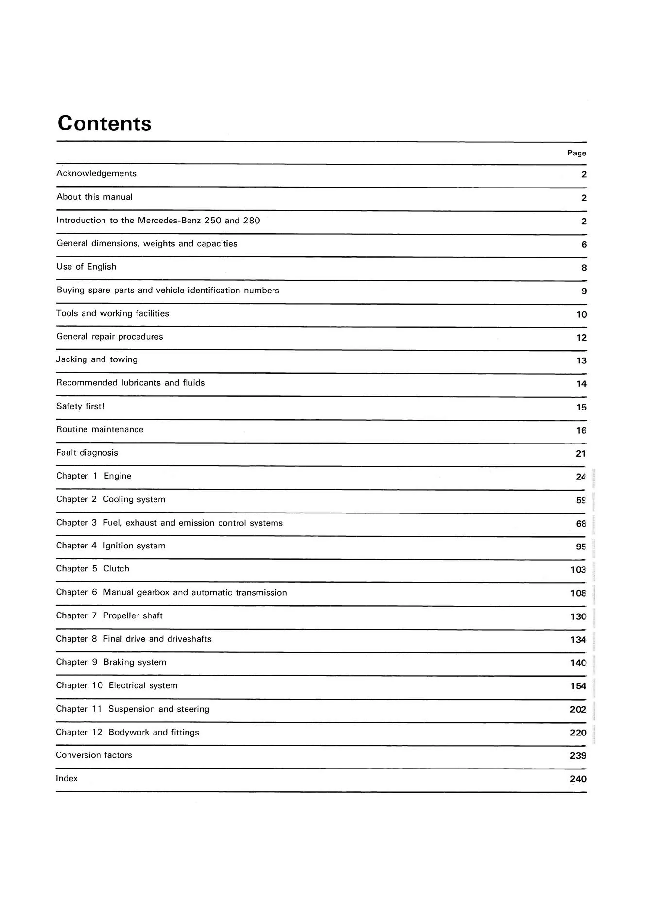 Mercedes-Benz 250 & 280 123 Series Petrol (Oct 1976-1984) Haynes Repair Manual - Image 3