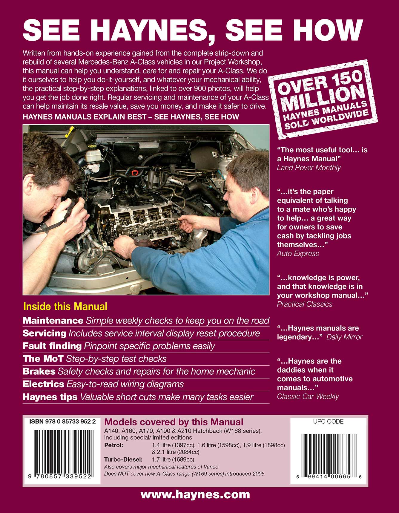 Mercedes-Benz A-Class Petrol & Diesel (1998-2004) Haynes Repair Manual - Image 3
