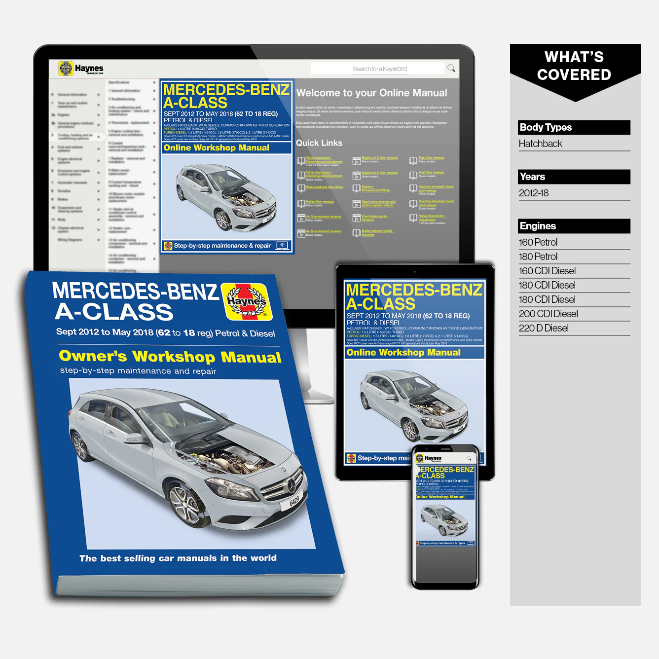 Mercedes-Benz A-Class Sept 2012-May 2018 (62 to 18 reg) Petrol & Diesel Haynes Repair Manual