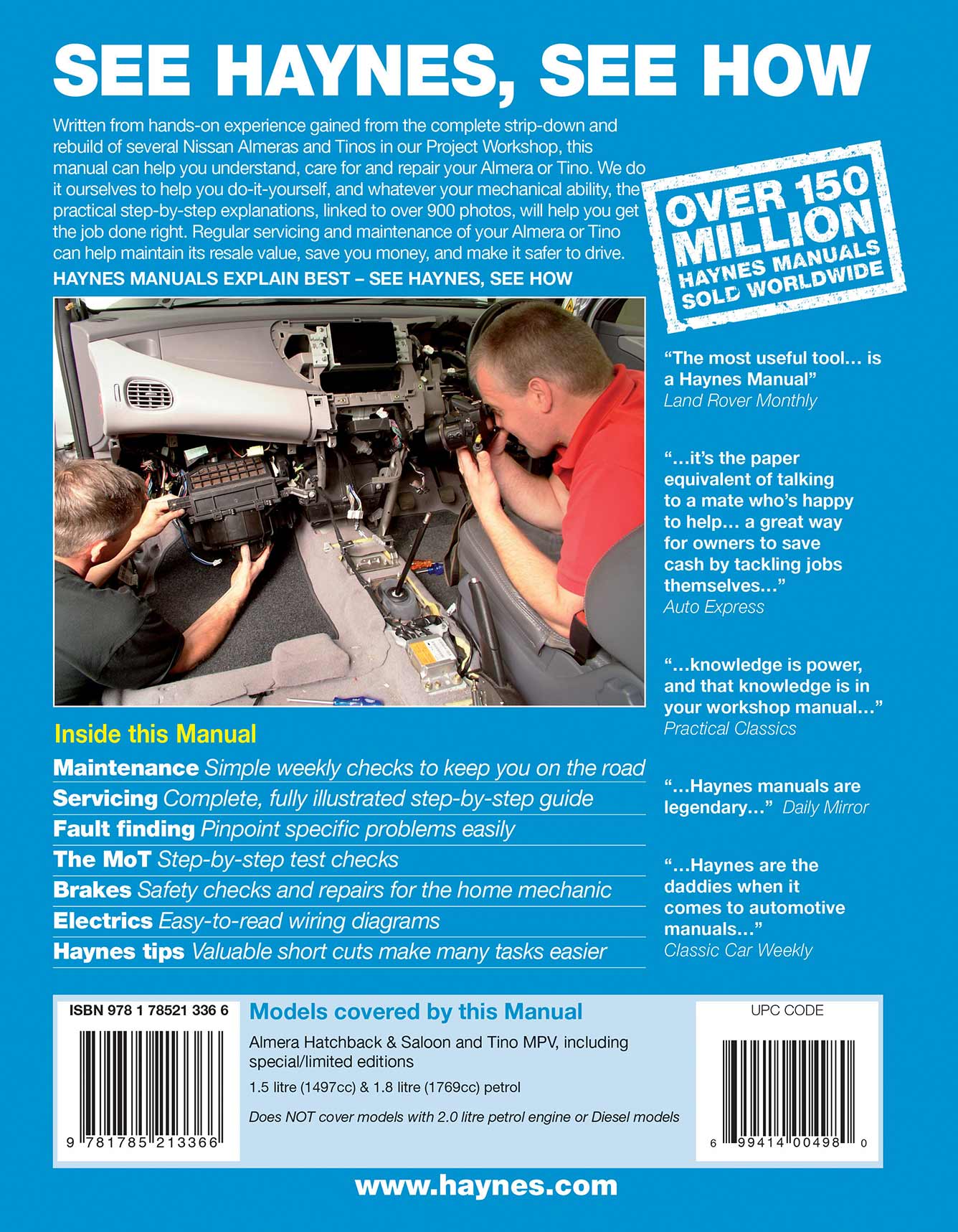 Nissan Almera & Tino Petrol (Feb 2000-2007) Haynes Repair Manual - Image 3