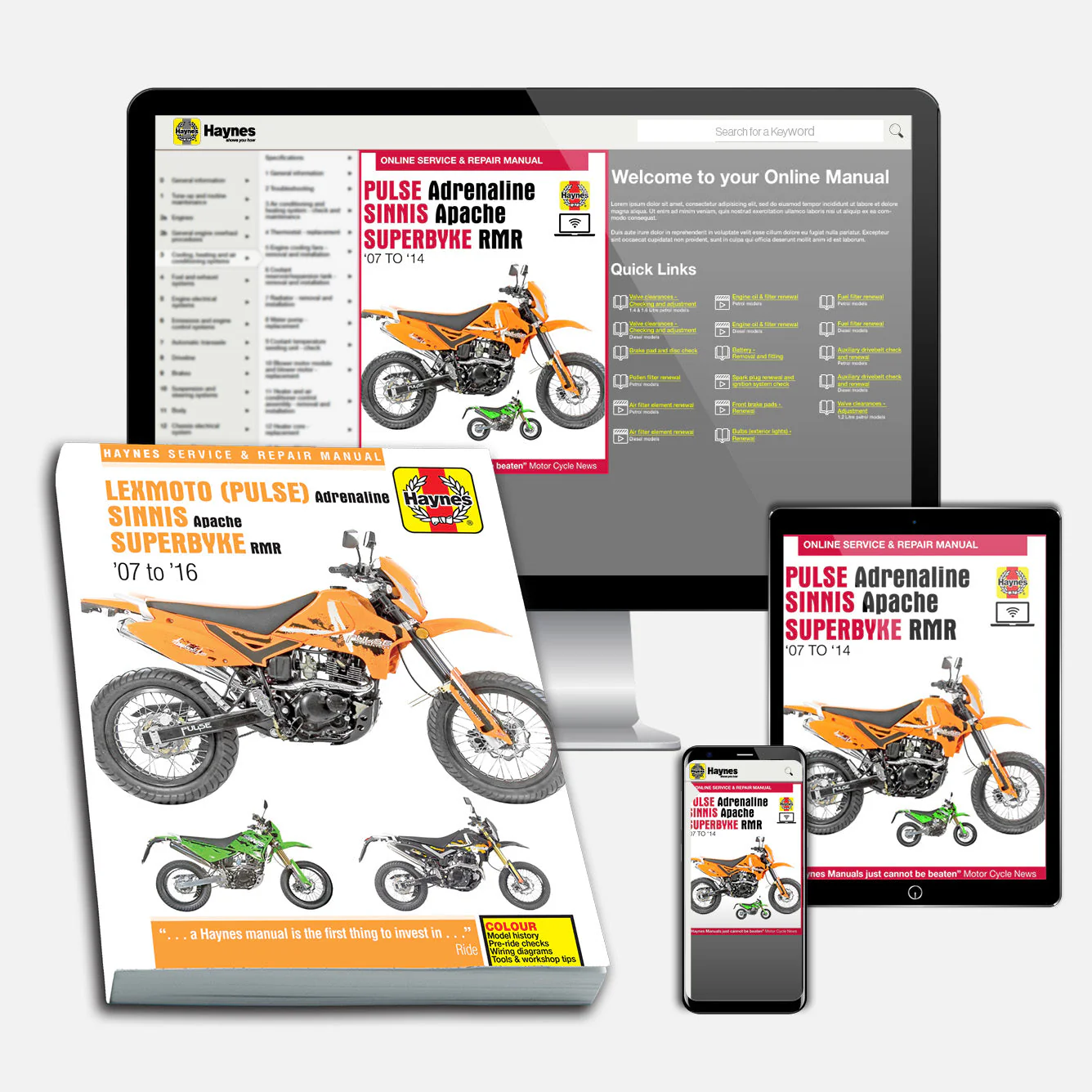 Pulse Adrenaline, Sinnis Apache, Superbyke RMR (2007-2014) Haynes Repair Manual