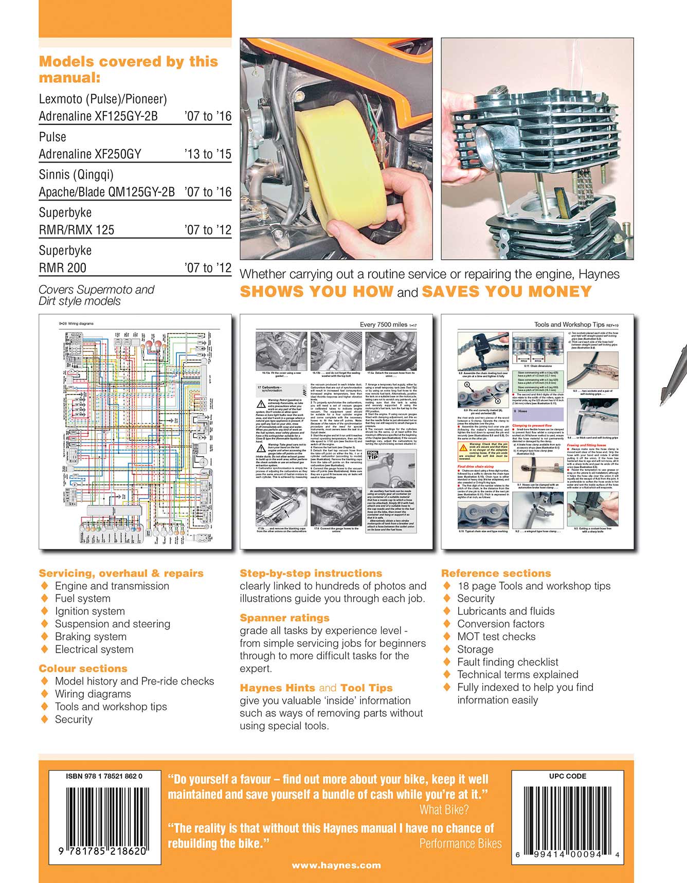 Pulse Adrenaline, Sinnis Apache, Superbyke RMR (2007-2014) Haynes Repair Manual - Image 3