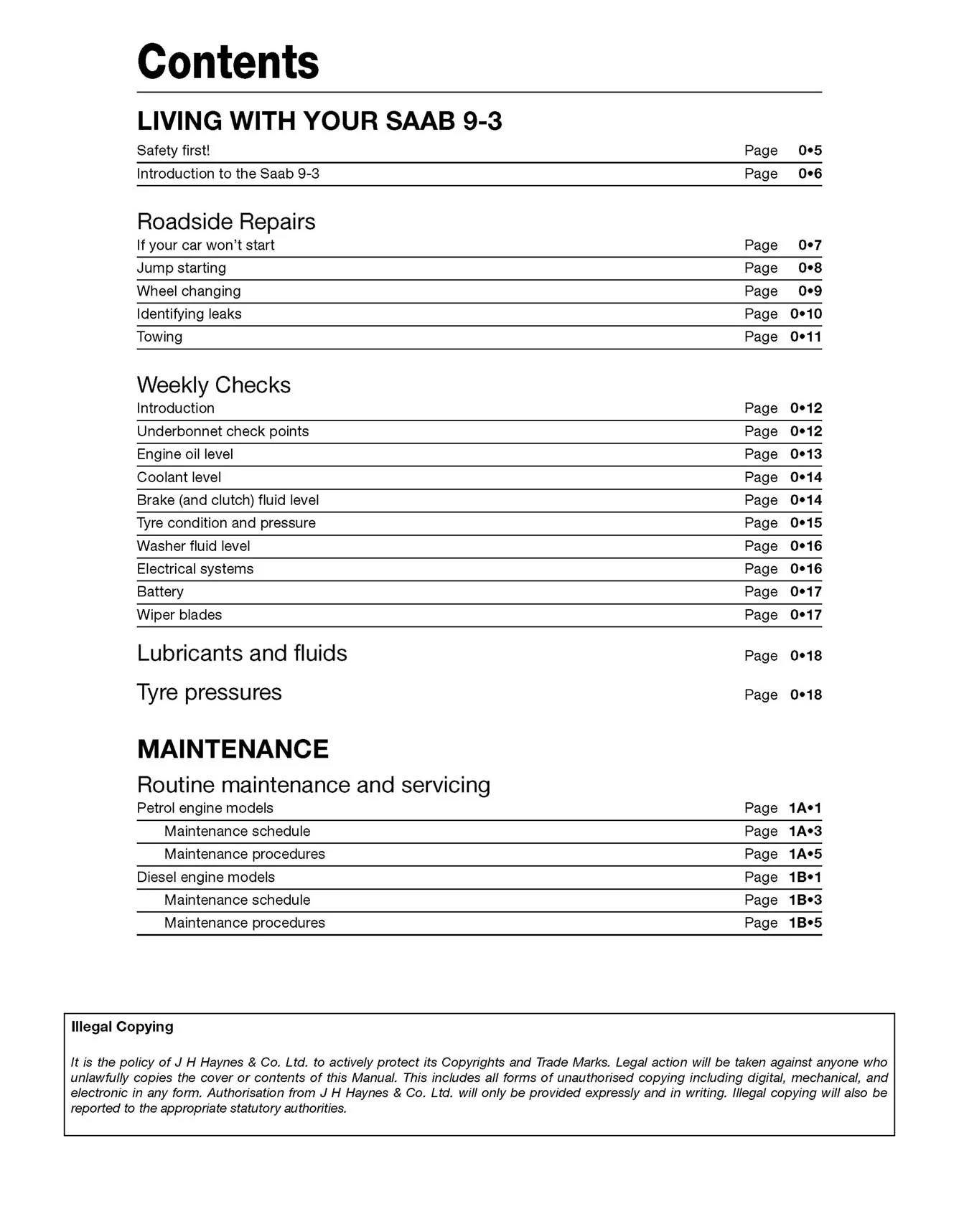 Saab 9-3 Petrol & Diesel (1998-Aug 2002) Haynes Repair Manual - Image 4