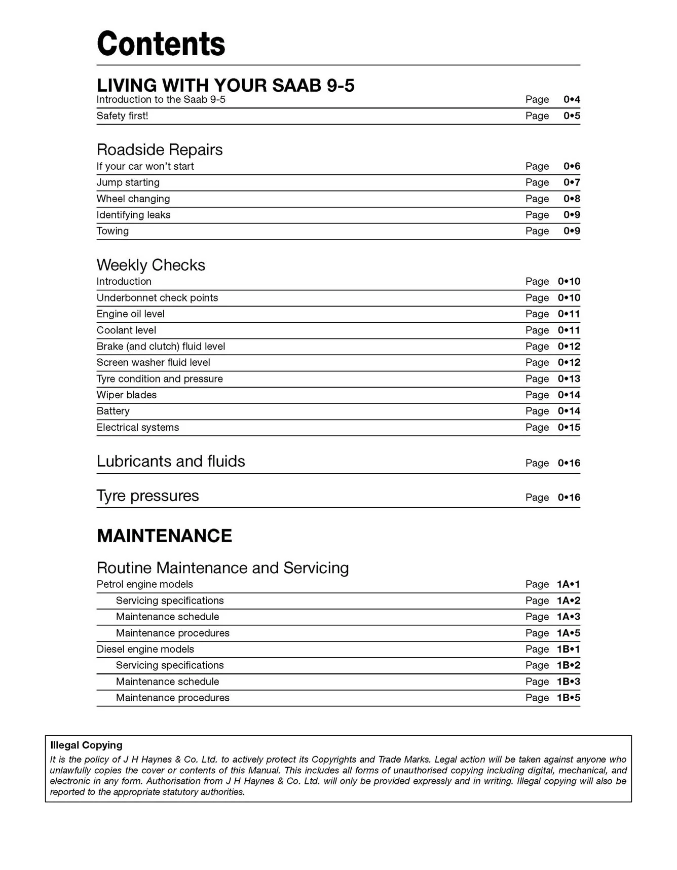 Saab 9-5 (Sep 2005-Jun 2010) Haynes Repair Manual - Image 3