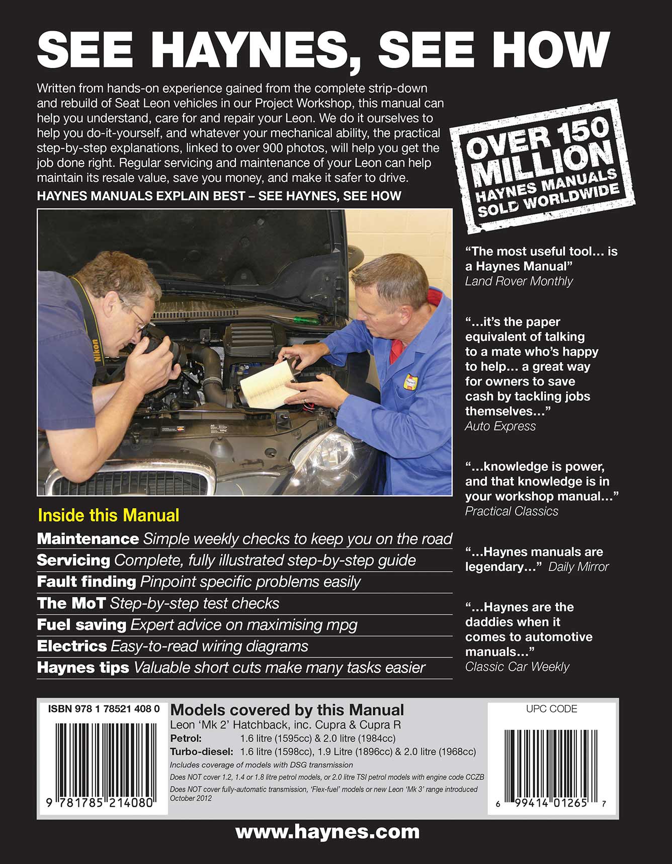 Seat Leon (Sept 2005-Sept 2012) 55 to 62 Haynes Repair Manual - Image 3