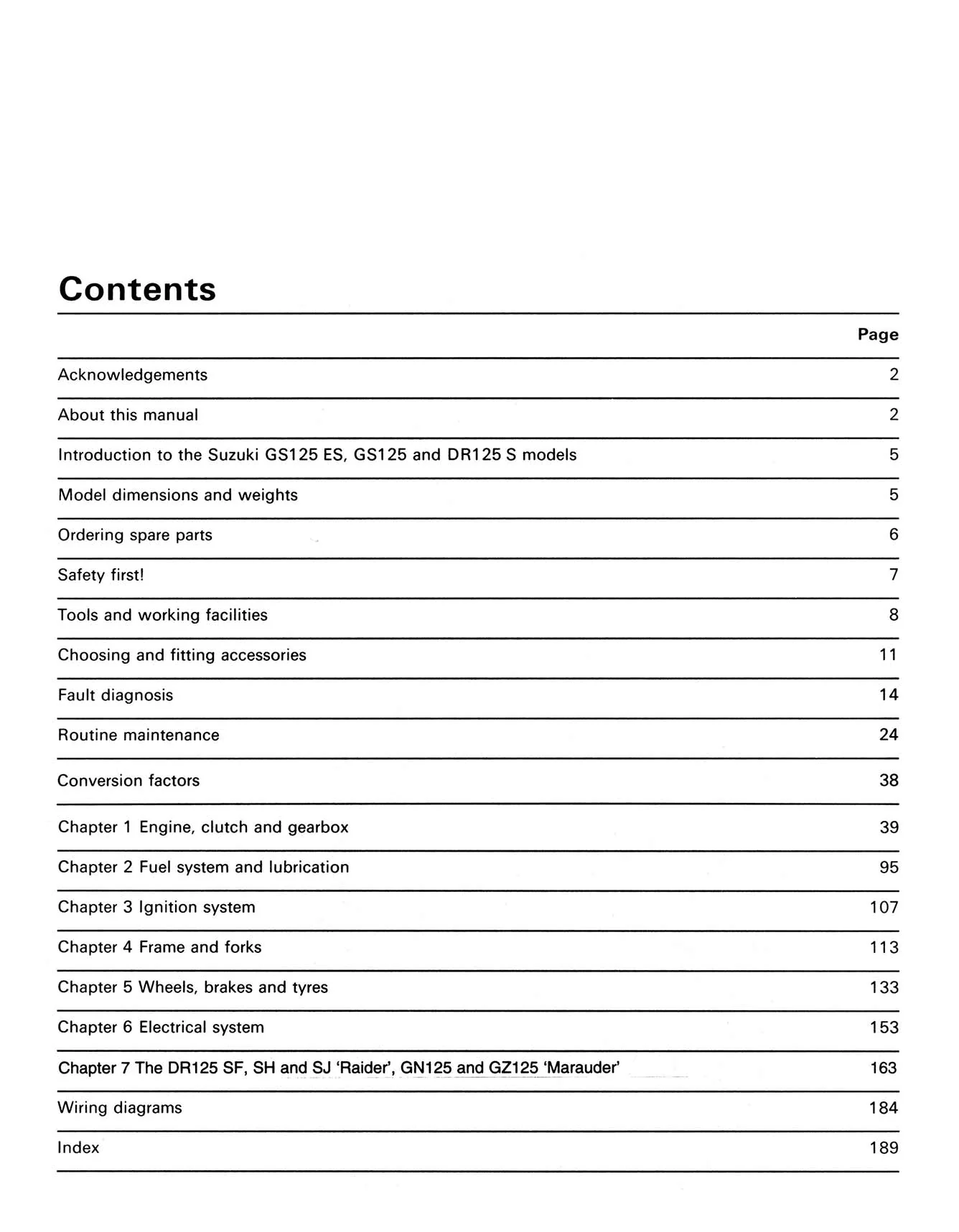 Suzuki GS, GN, GZ & DR125 Singles (1982-2005) Haynes Repair Manual - Image 3