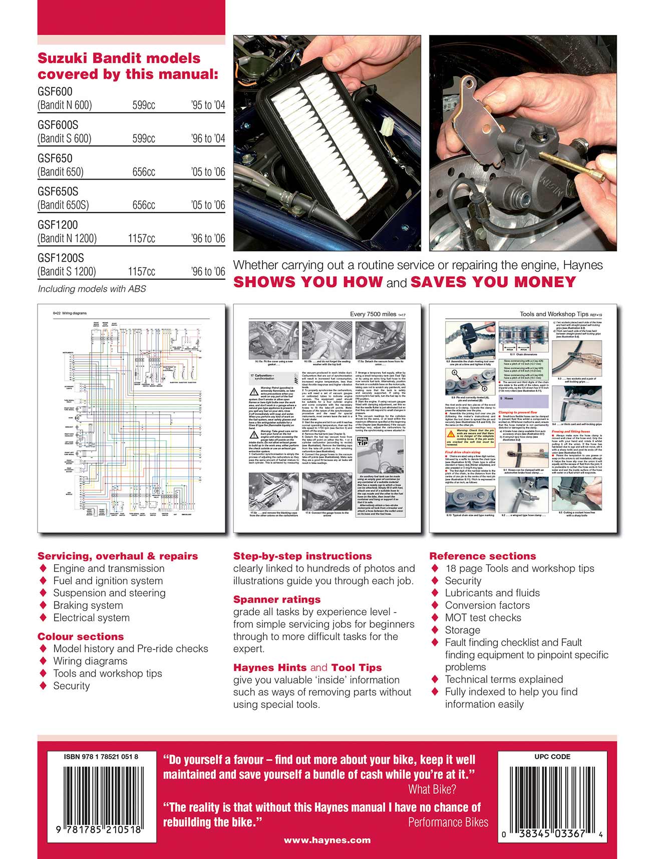 Suzuki GSF600, 650 & 1200 Bandit Fours (1995-2006) Haynes Repair Manual - Image 3