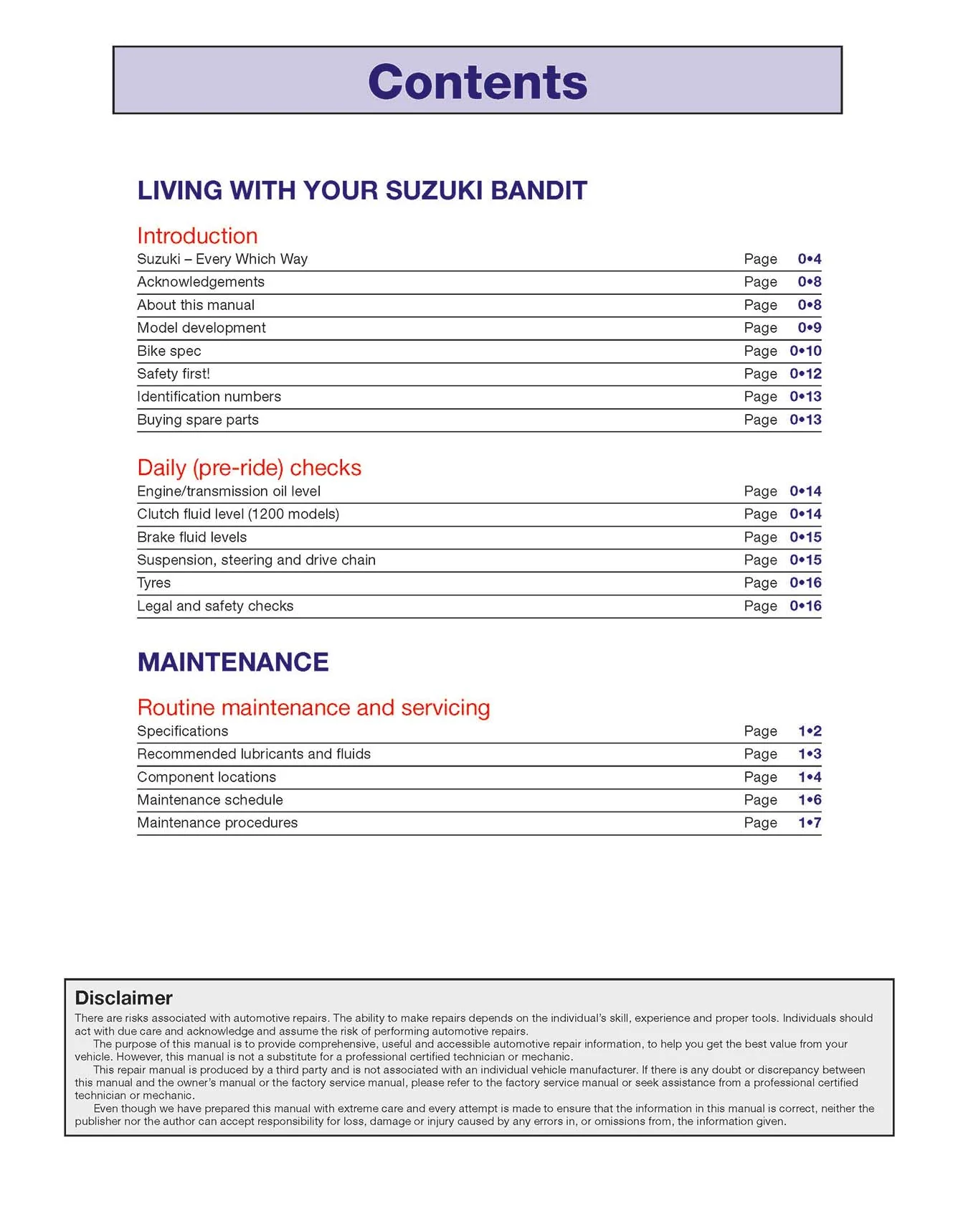 Suzuki GSF600, 650 & 1200 Bandit Fours (1995-2006) Haynes Repair Manual - Image 4