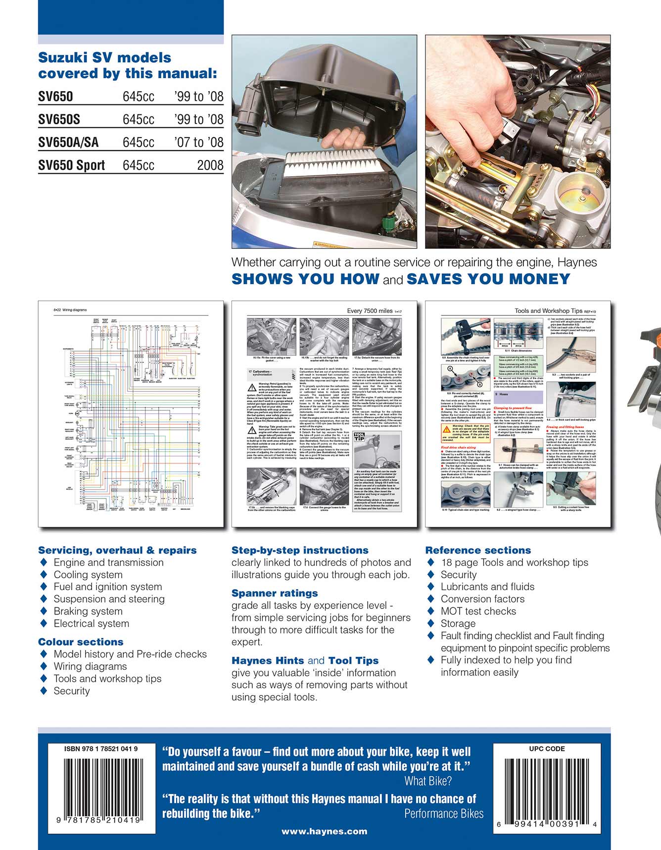 Suzuki SV650 & SV650S (1999-2008) Haynes Repair Manual - Image 3