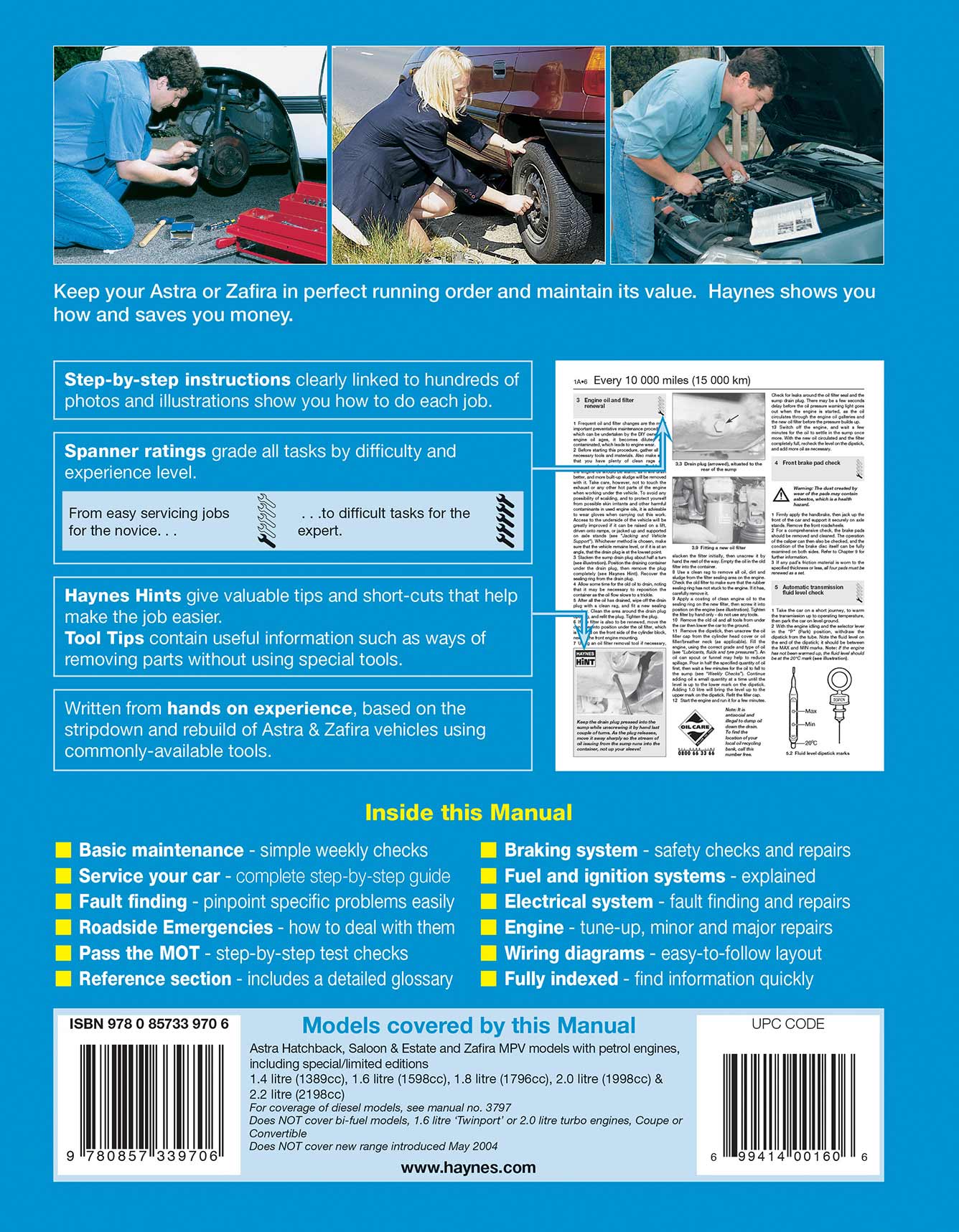 Vauxhall/Opel Astra & Zafira Petrol (Feb 1998-Apr 2004) Haynes Repair Manual - Image 3