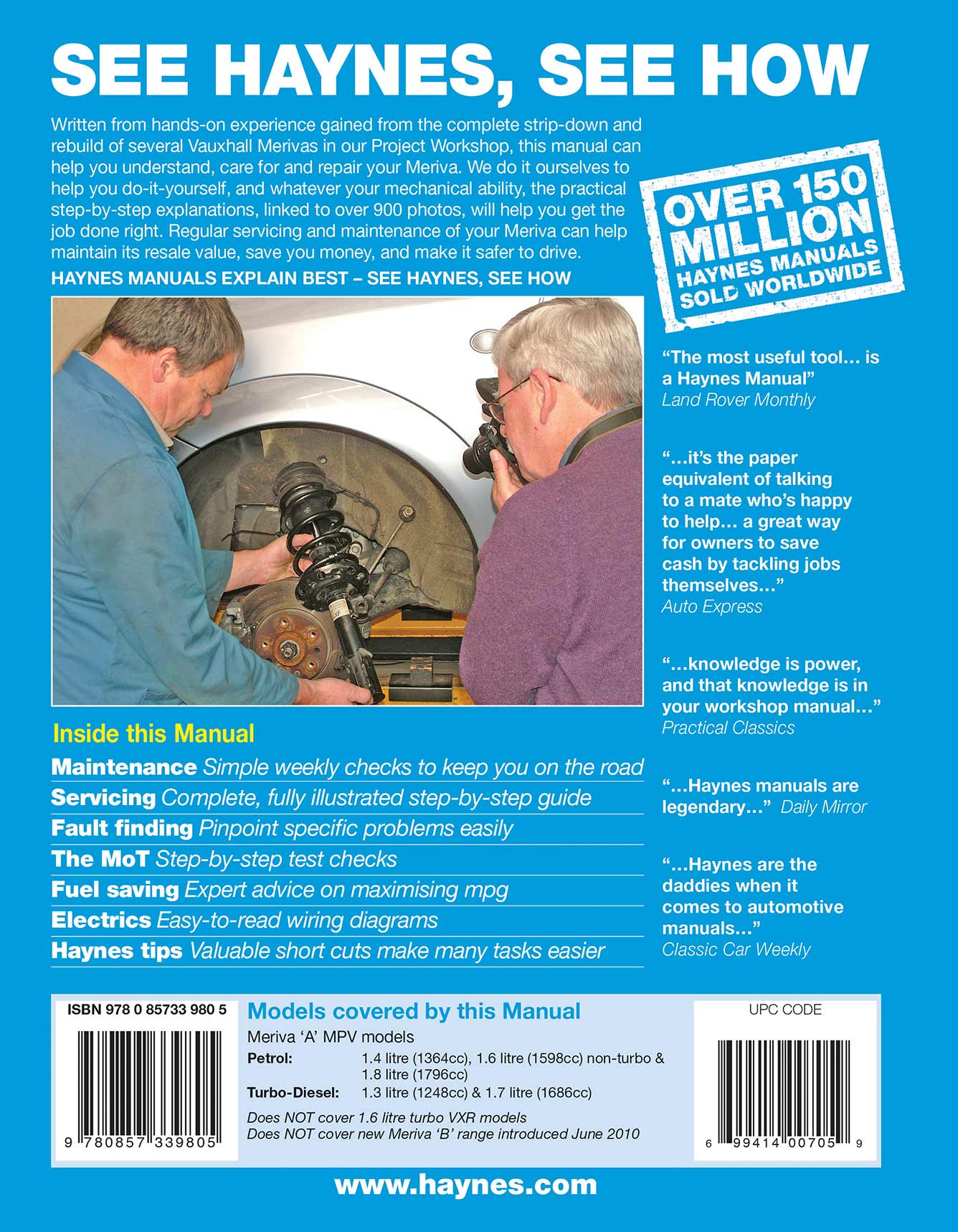 Vauxhall/Opel Meriva Petrol & Diesel (2003-May 2010) Haynes Repair Manual - Image 3